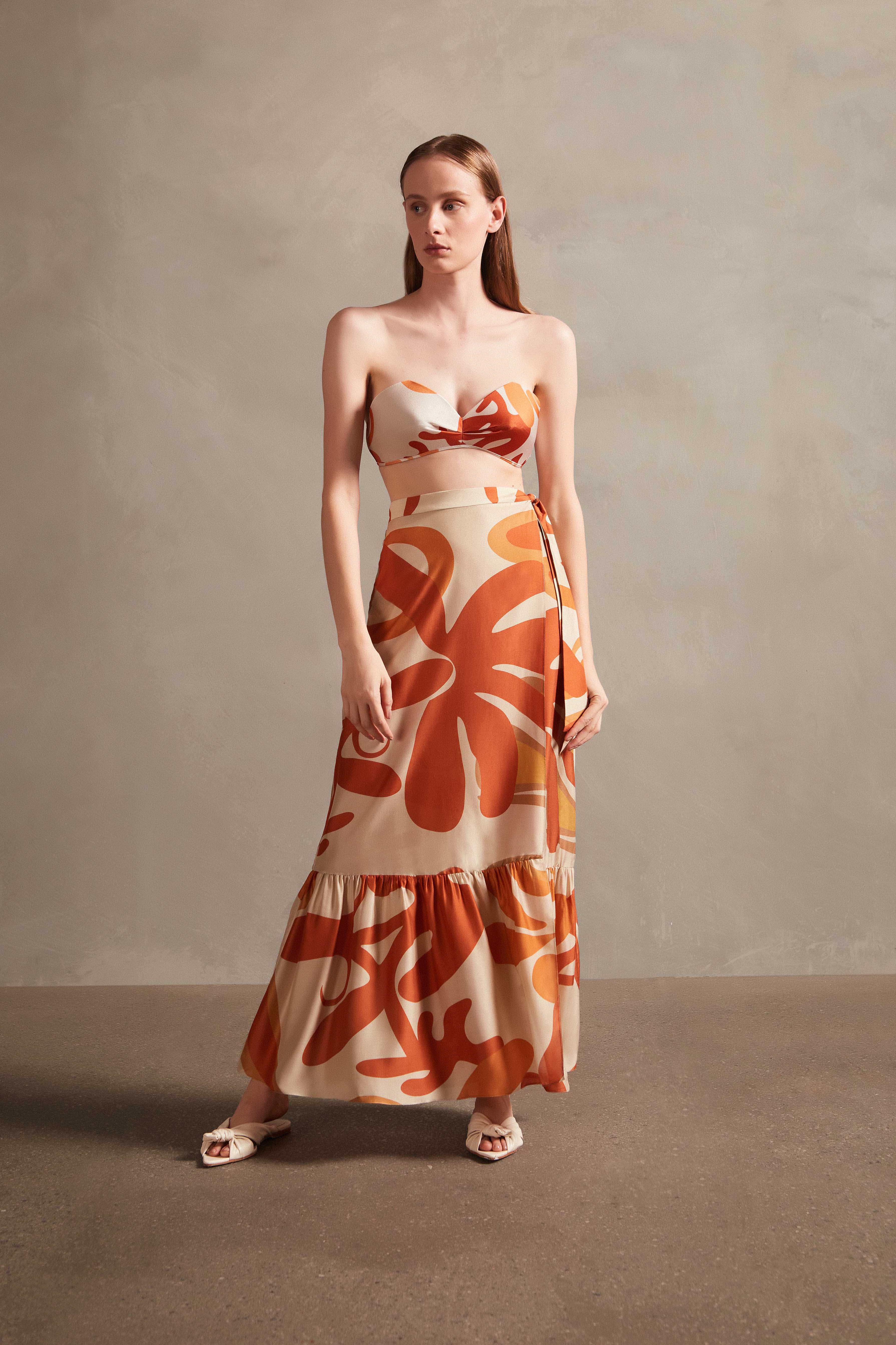 Algae Strapless Bikini Top With Skirt