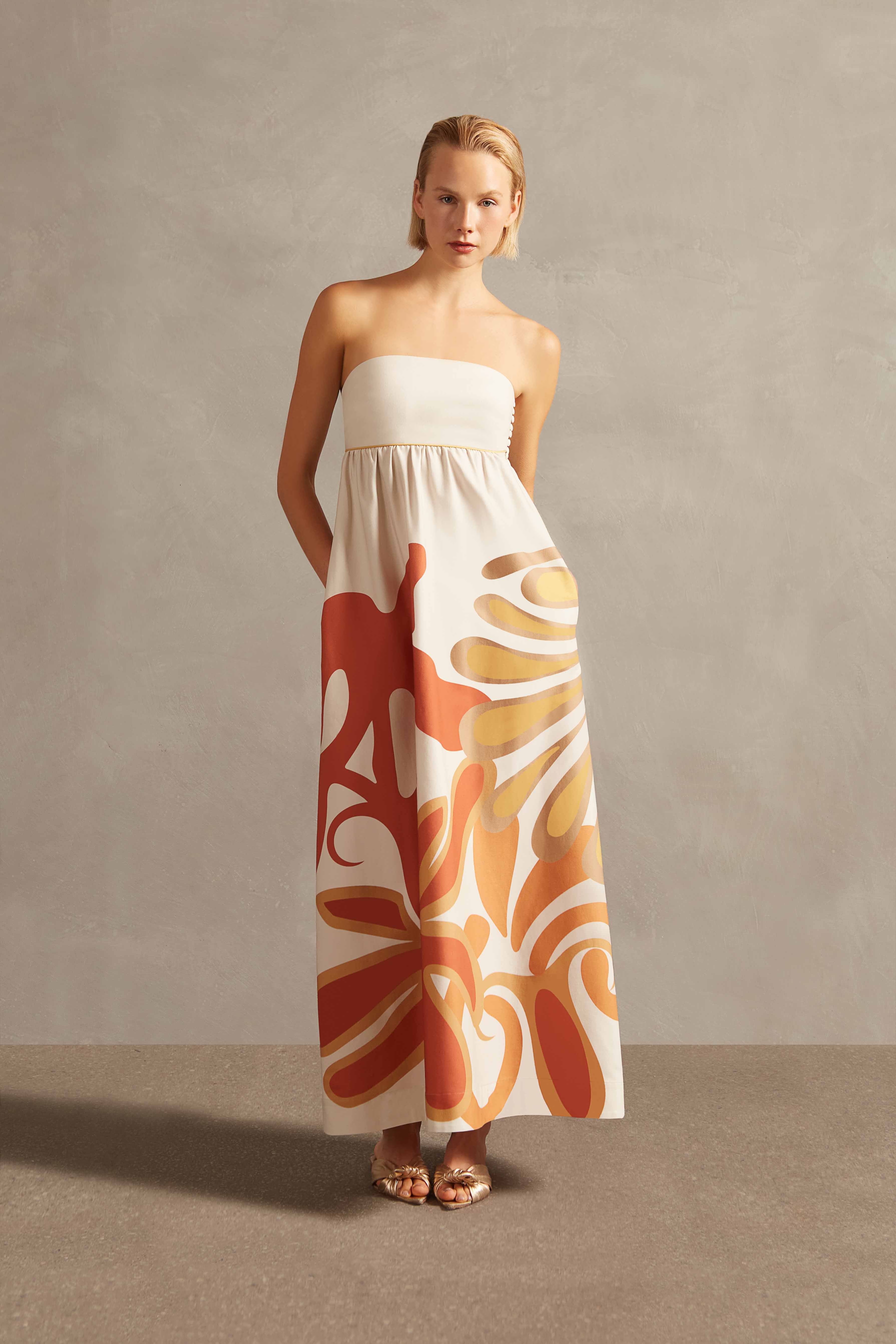 Algae Strapless Long Dress Front