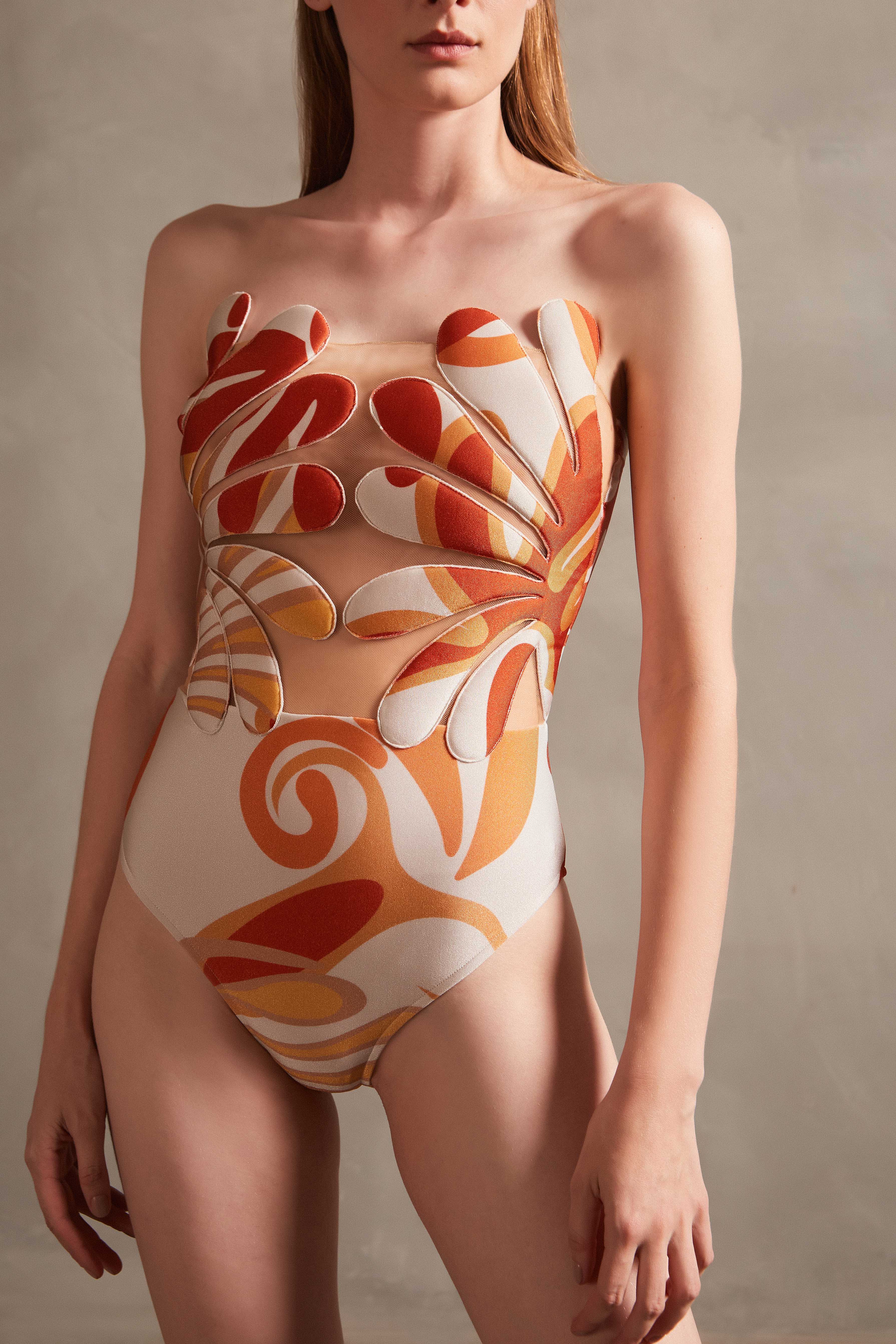 Algae Strapless Swimsuit Front Detail