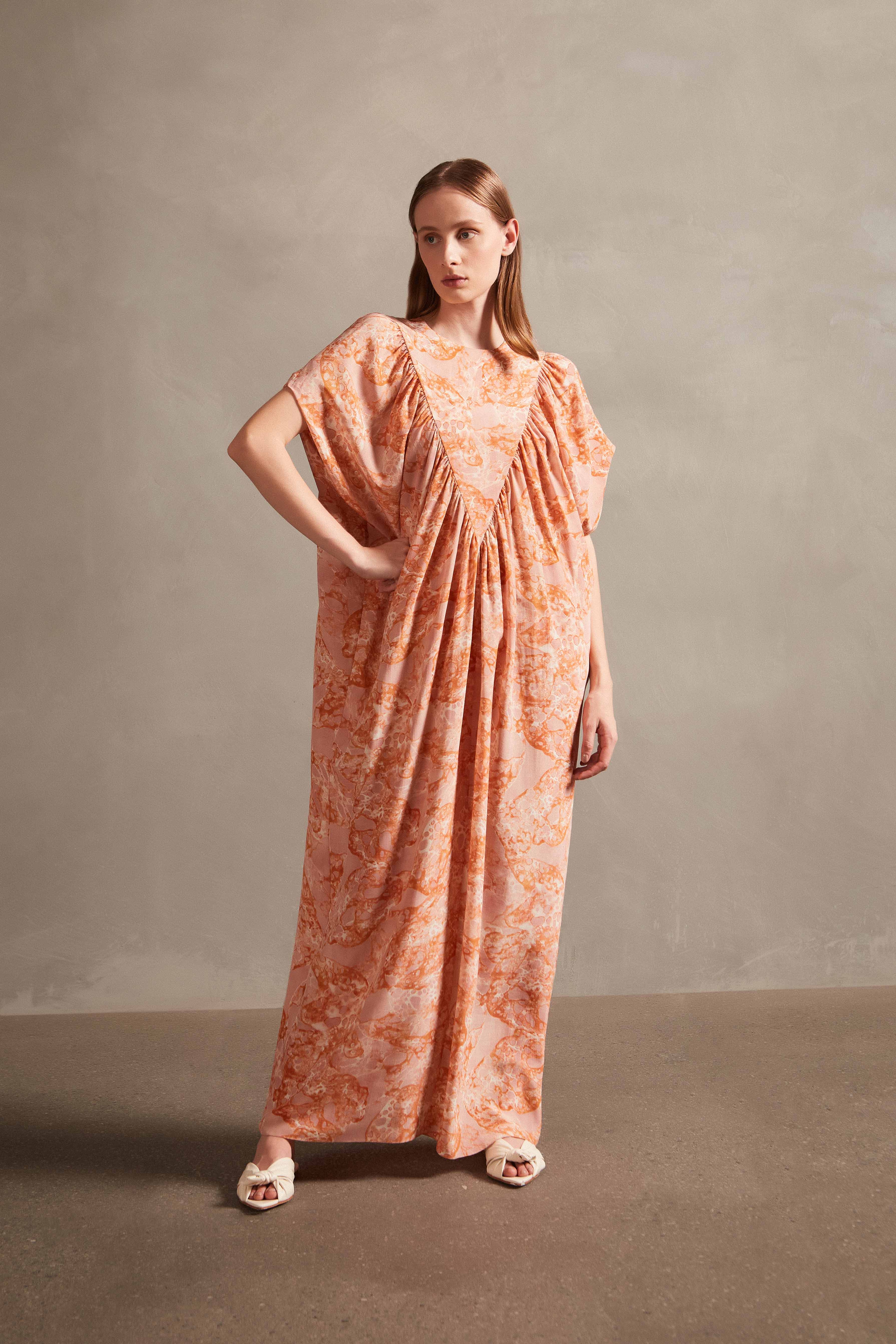 Bulles De Mer Frill Long Kaftan Dress Front