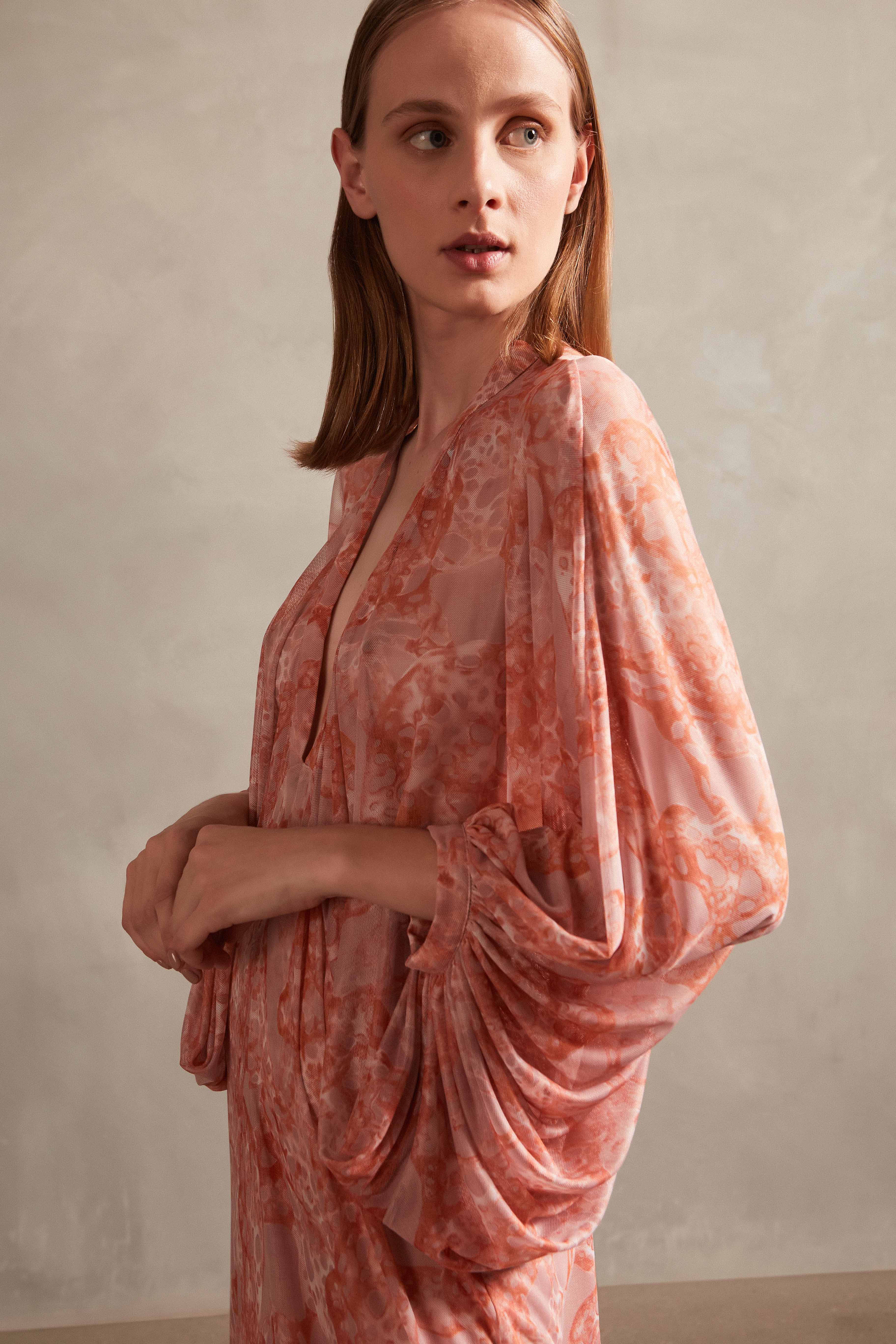 Bulles De Mer Puff Sleeve Long Dress Detail