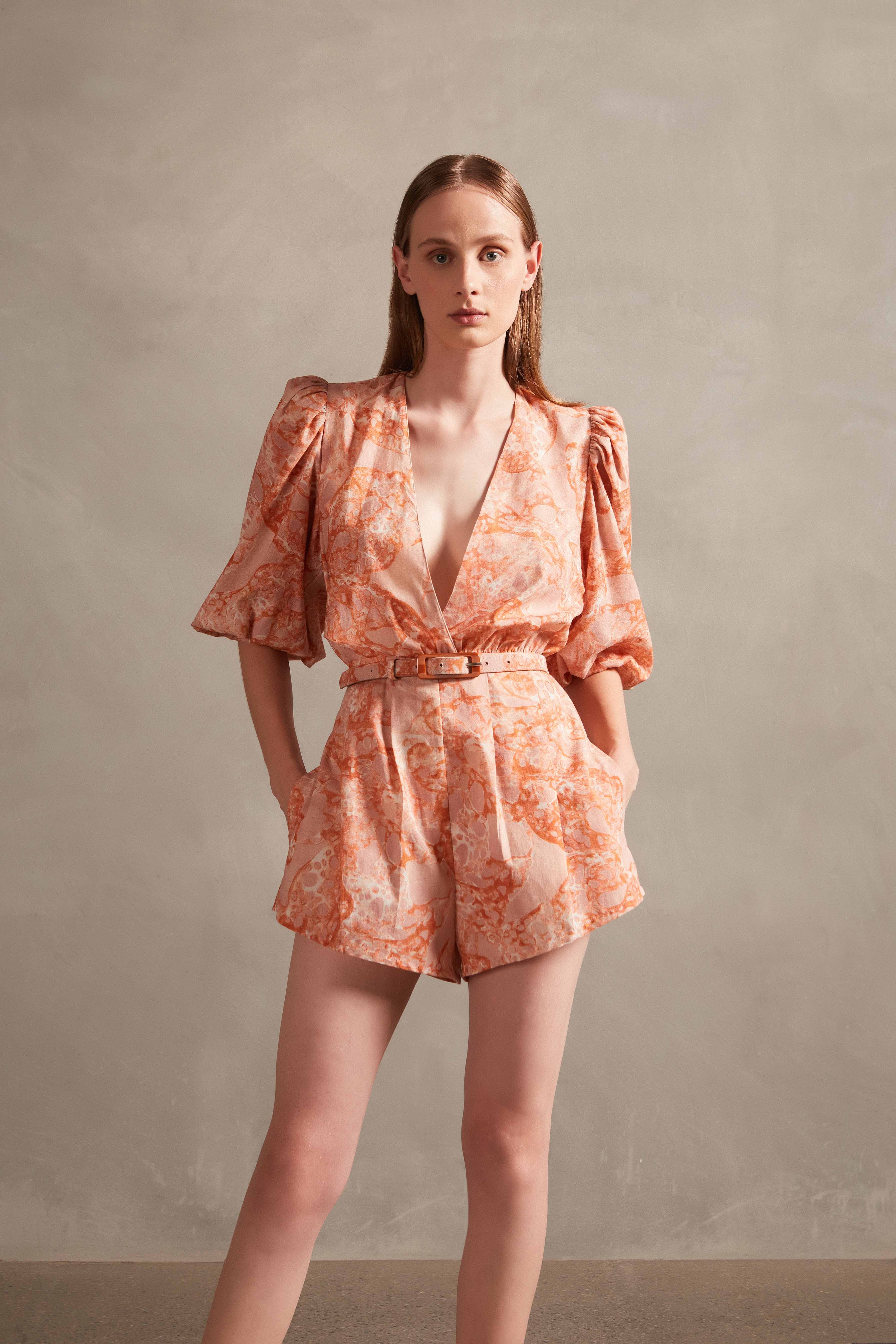 Bulles De Mer Puff Sleeve Playsuit Front