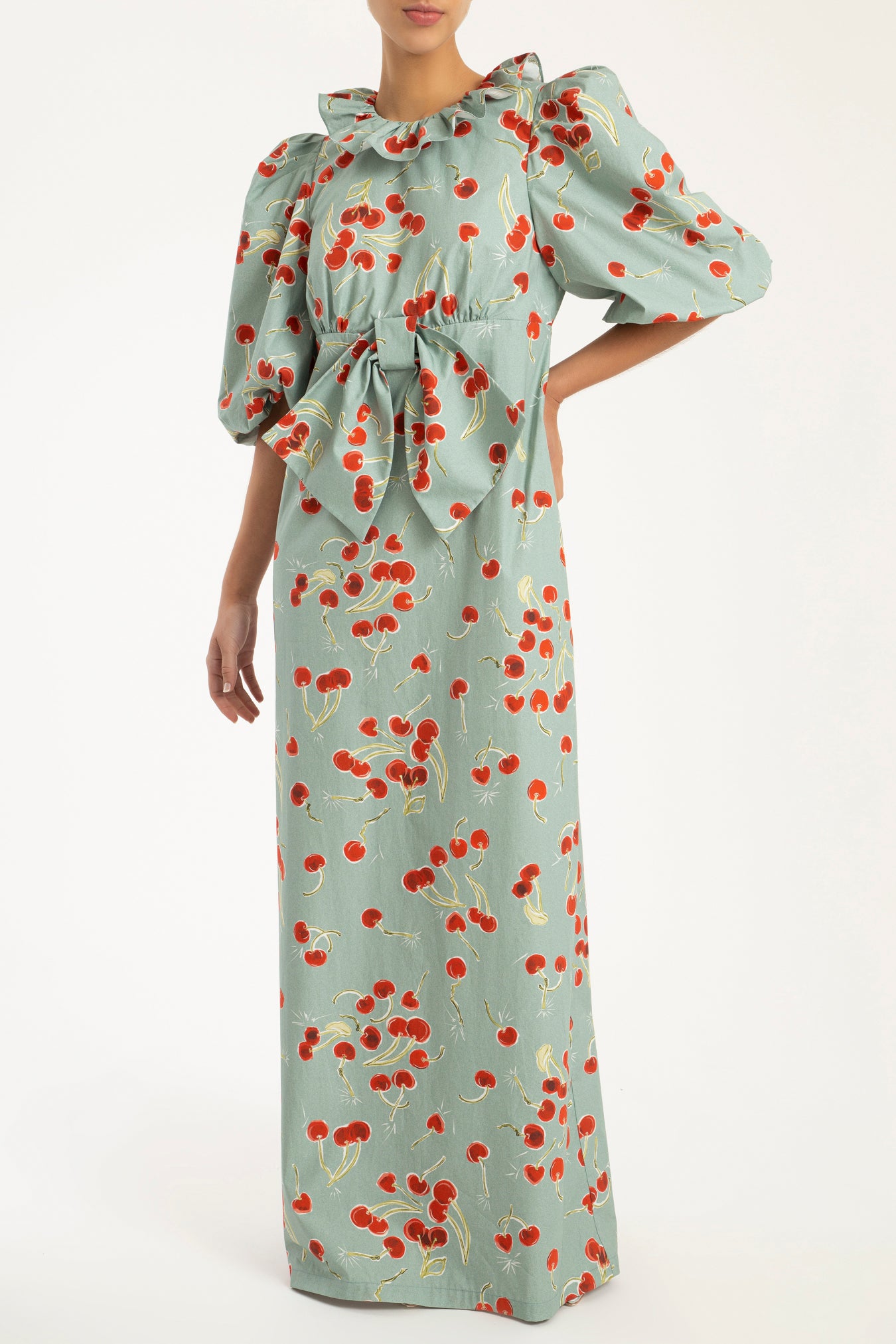 Cherry Bomb Long Dress Blue Front
