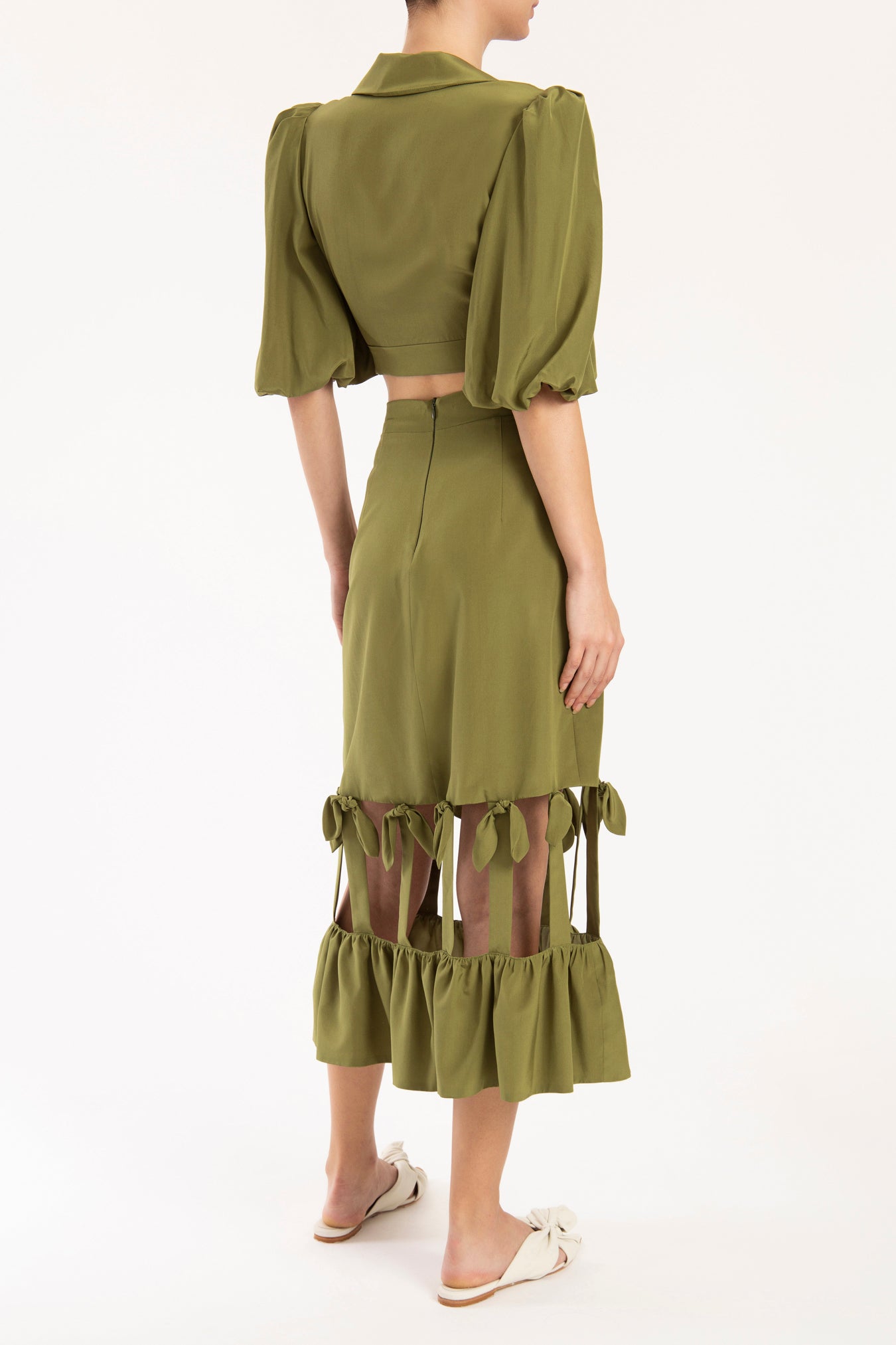 Cherry Bomb Solid Cut-Out Midi Skirt Back