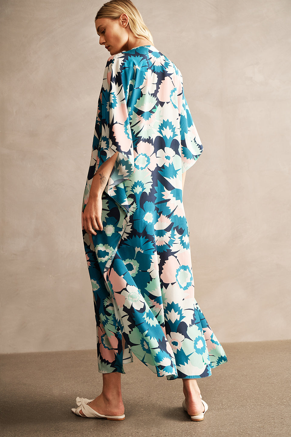 Flower Power Long Kaftan Back