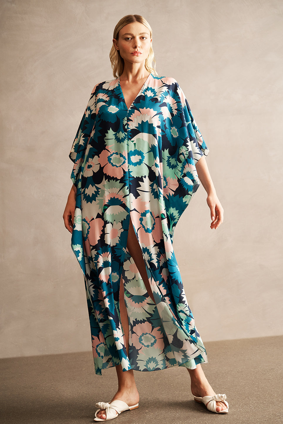 Flower Power Long Kaftan Front