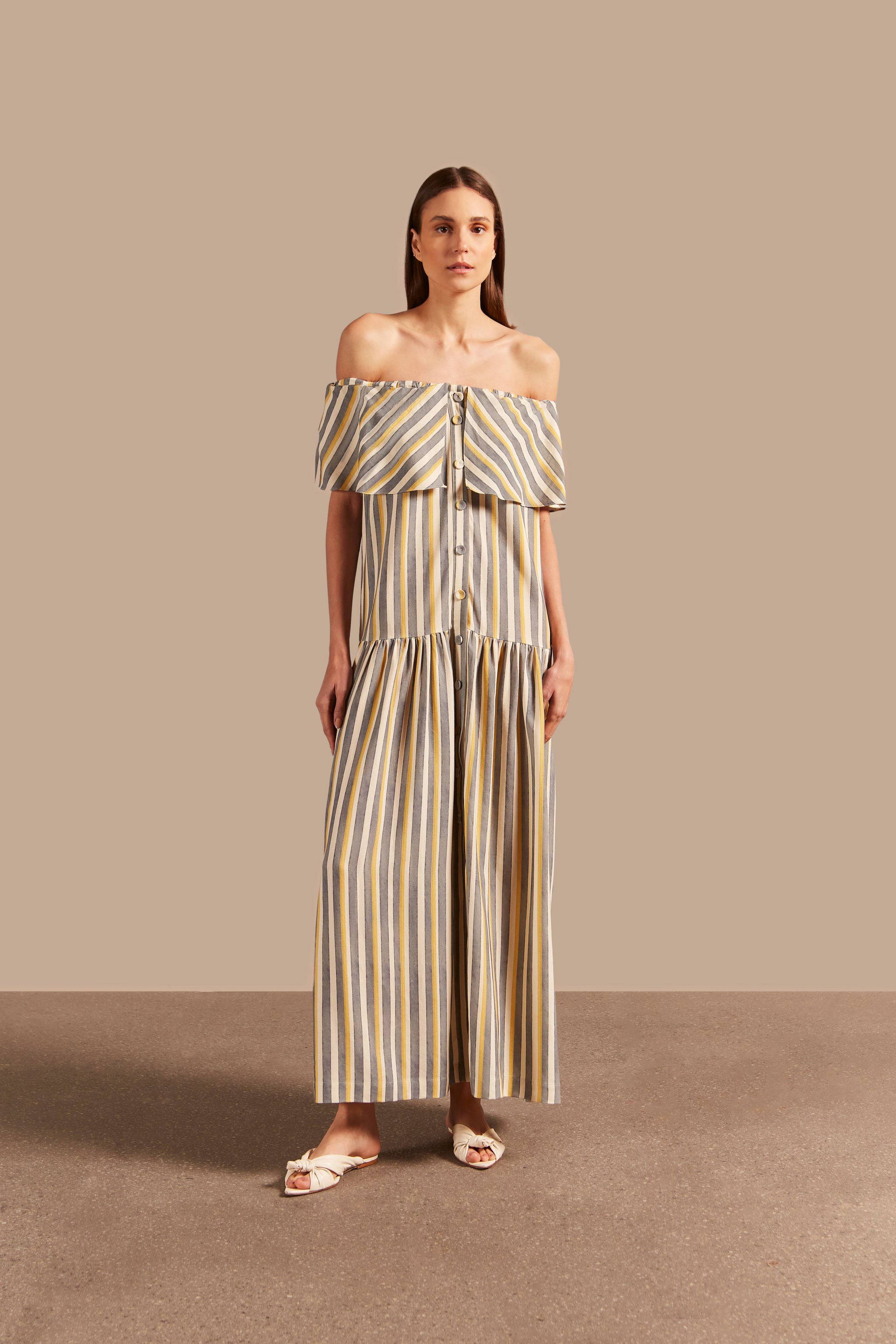 Women's Golden Age Off-The-Shoulder Long Dress
