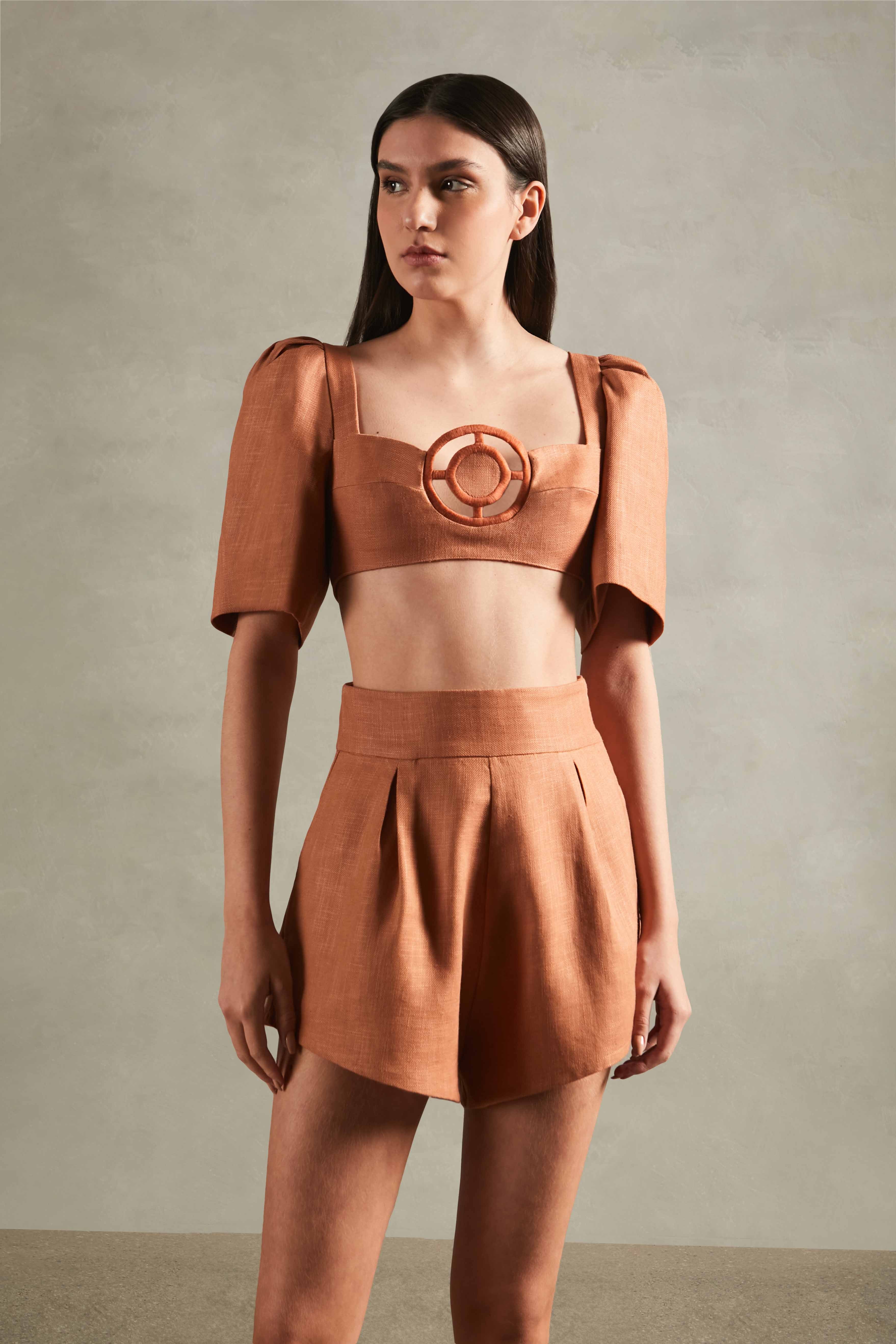 Grand Pois Cropped Blouse Front
