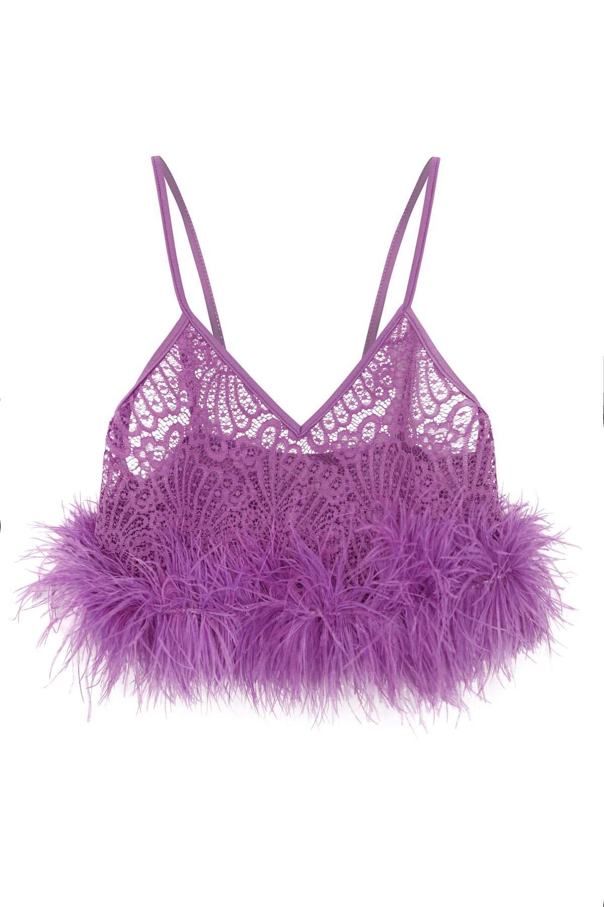 Guipure Lace Lilac Top & Skirt Feathered Set Product Top