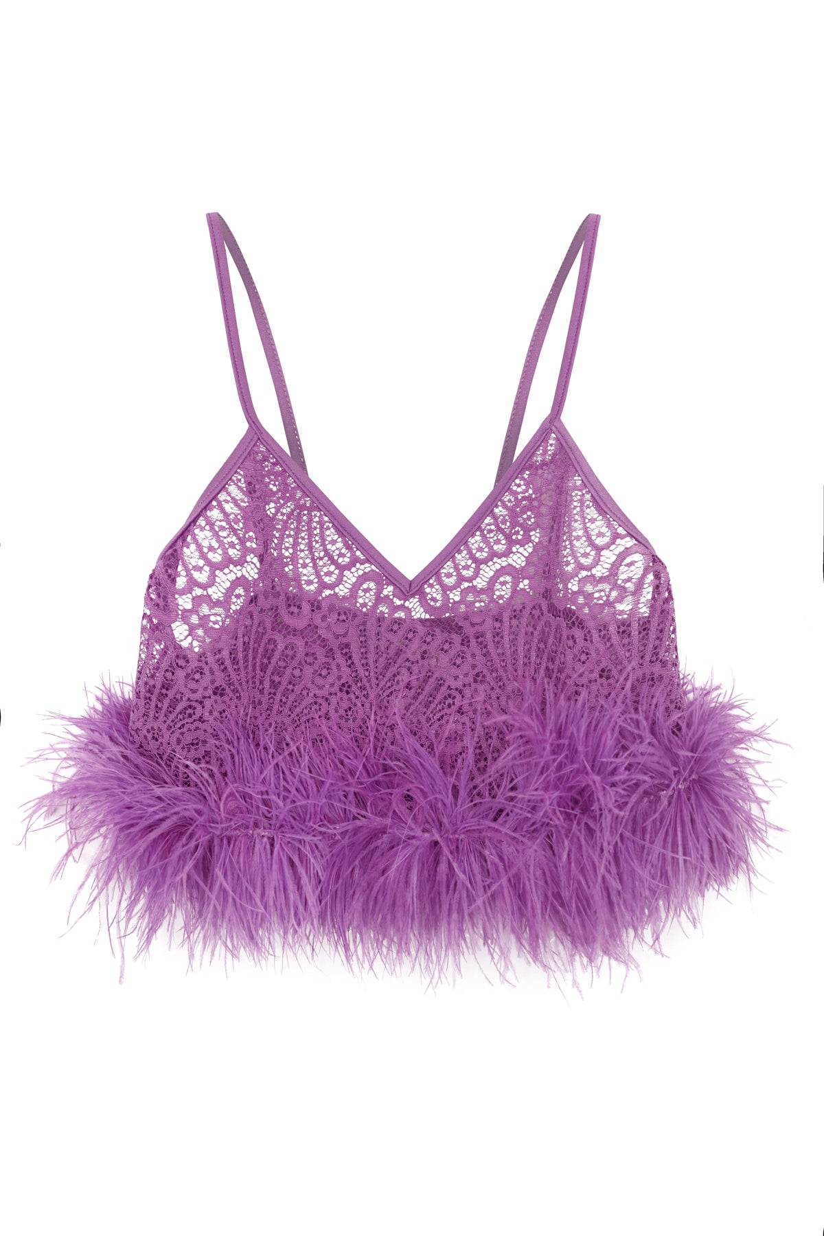 Guipure Lace Lilac Top & Skirt Feathered Set Product Top