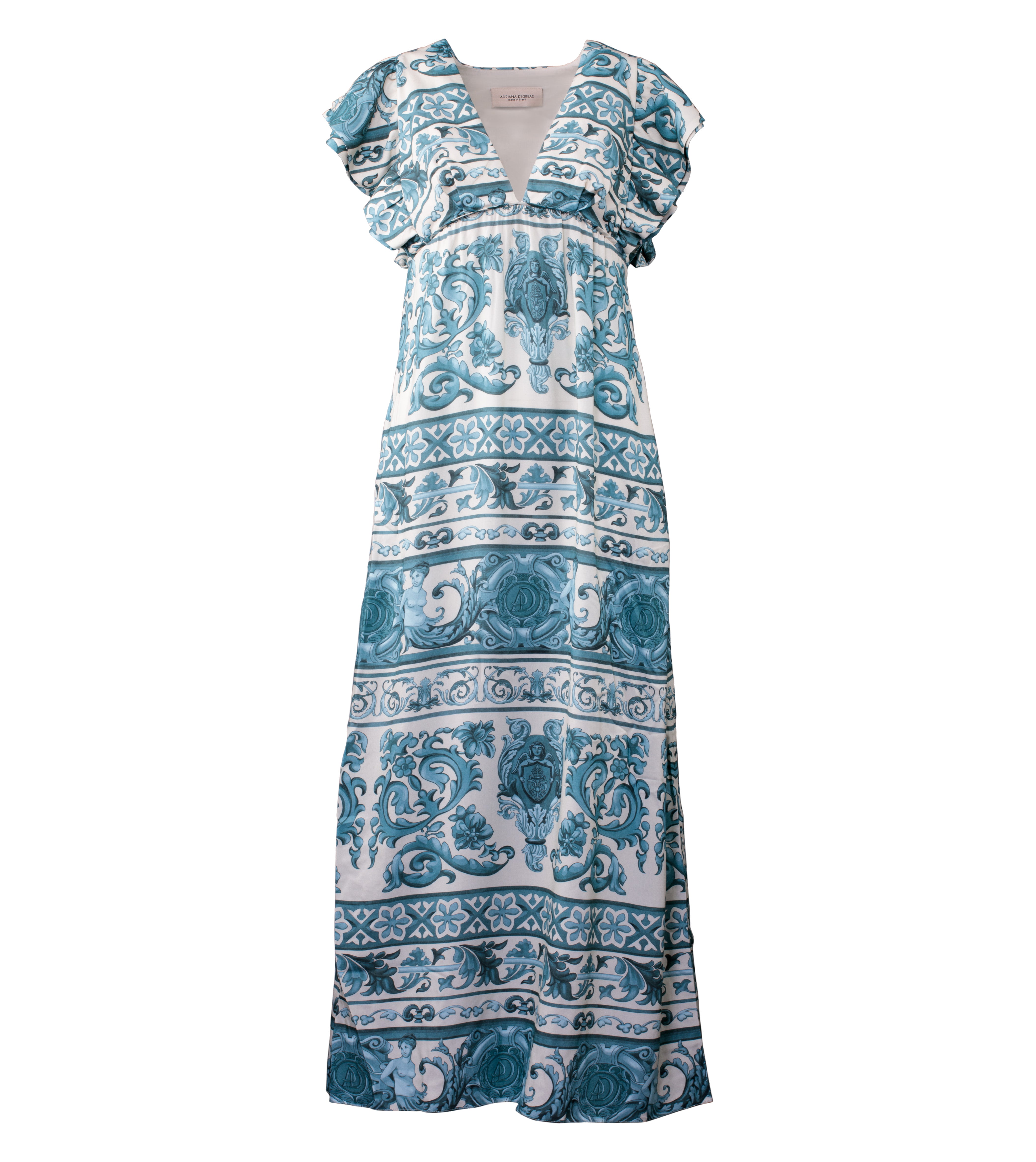 Still image of the Hera Ruffled Long Dress color blue with 100% viscose fabric