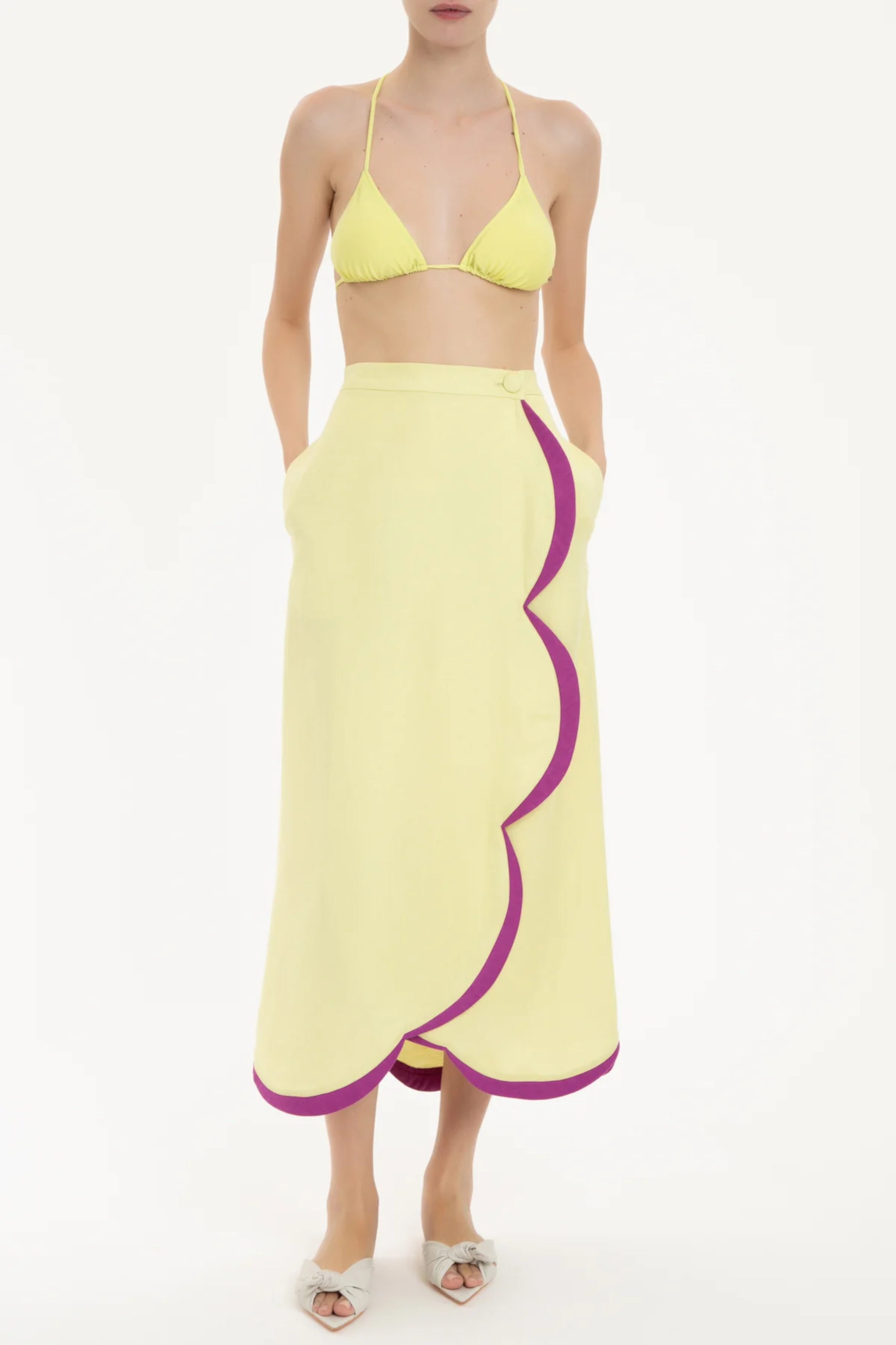 Linen Citronelle Pareo Skirt Front