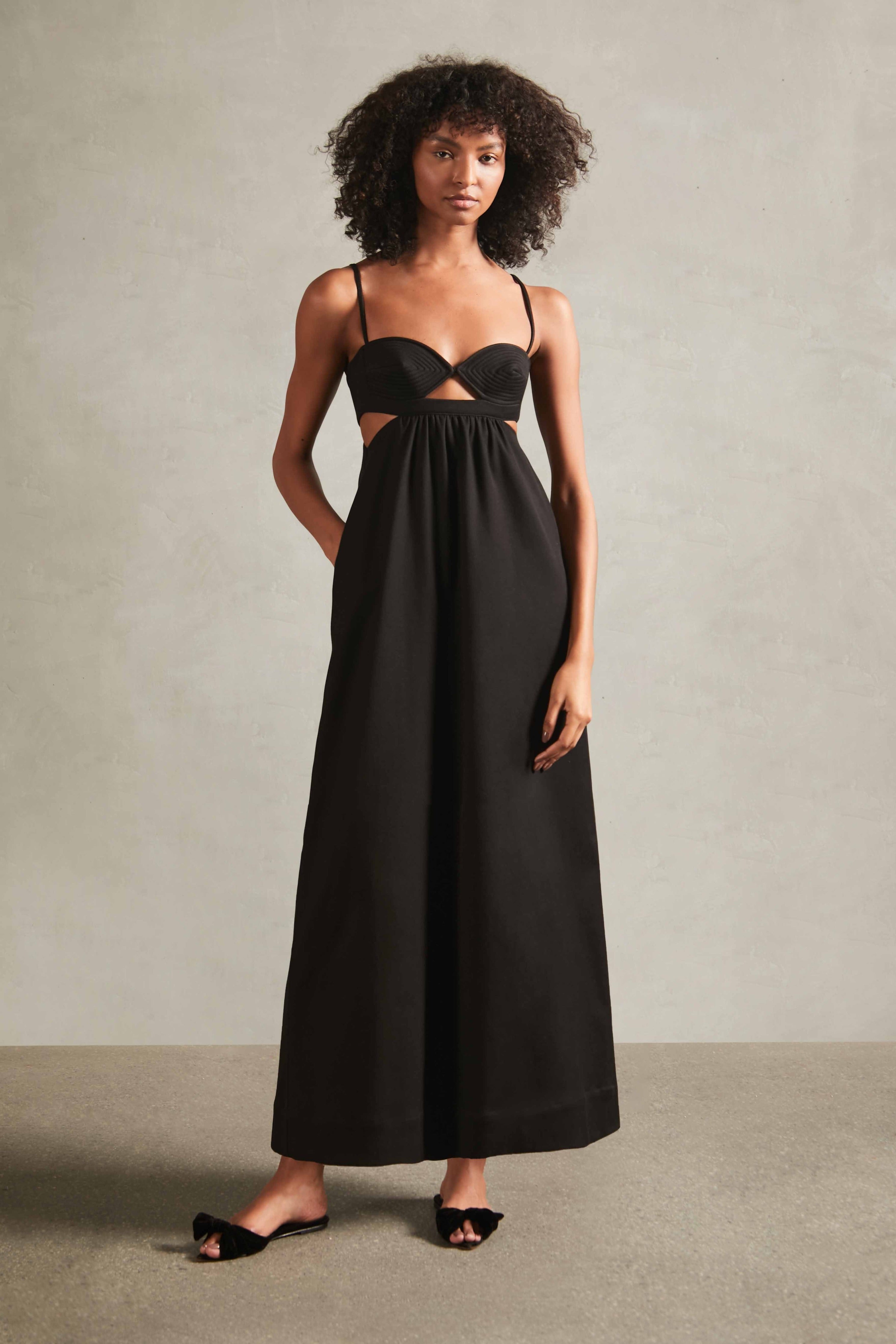 Matelasse Cotton Blend Long Dress Front