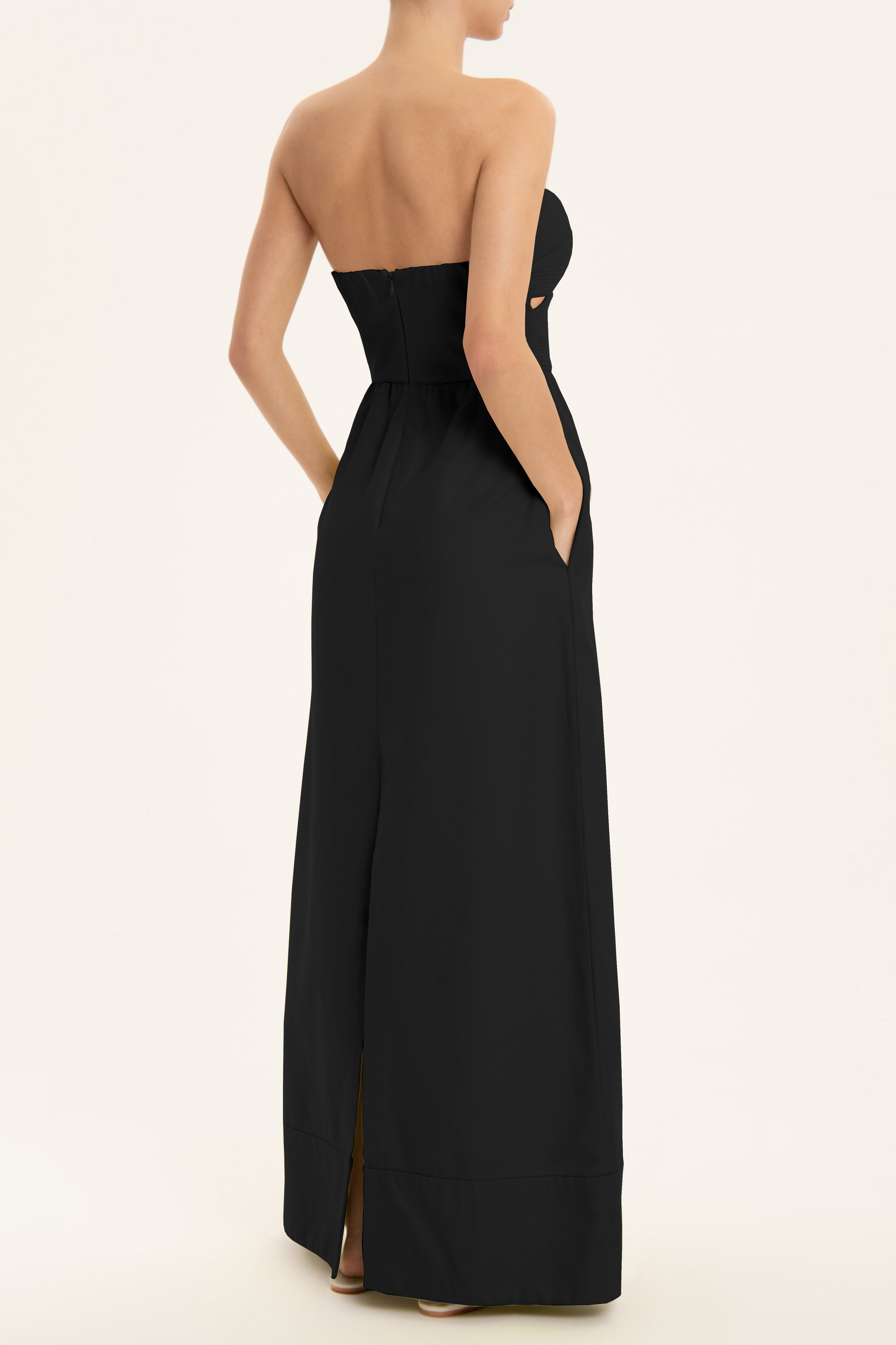 Matelasse Strapless Long Dress Black Back