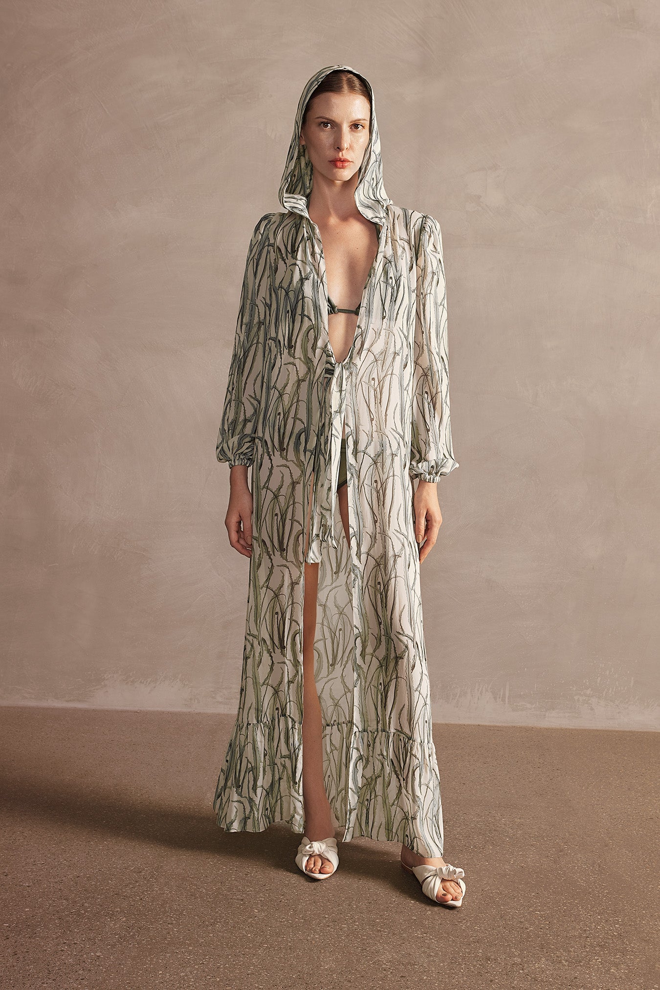 Samambaia Hooded Long Robe Front 2