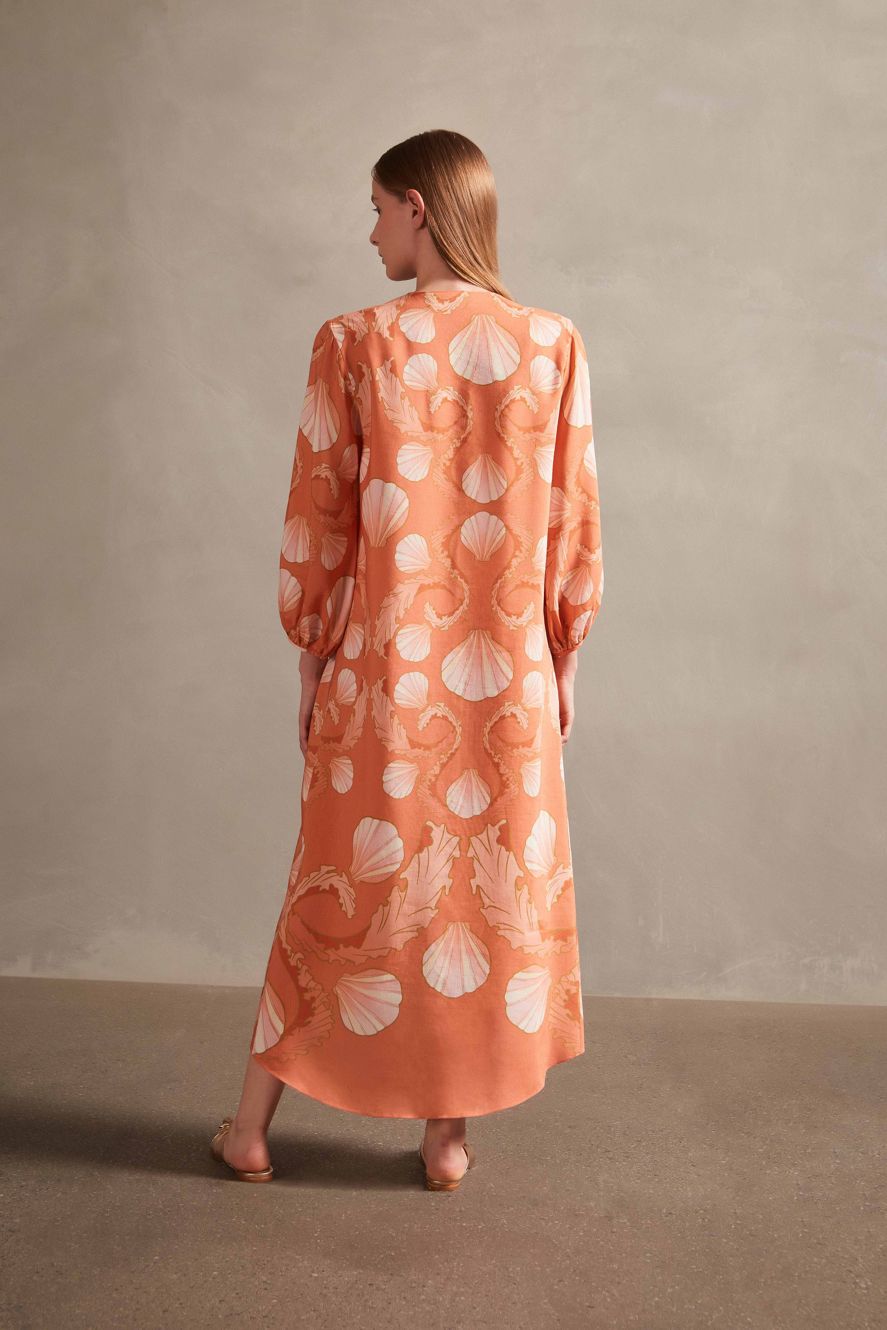 Seashell Paprika Long Robe Back