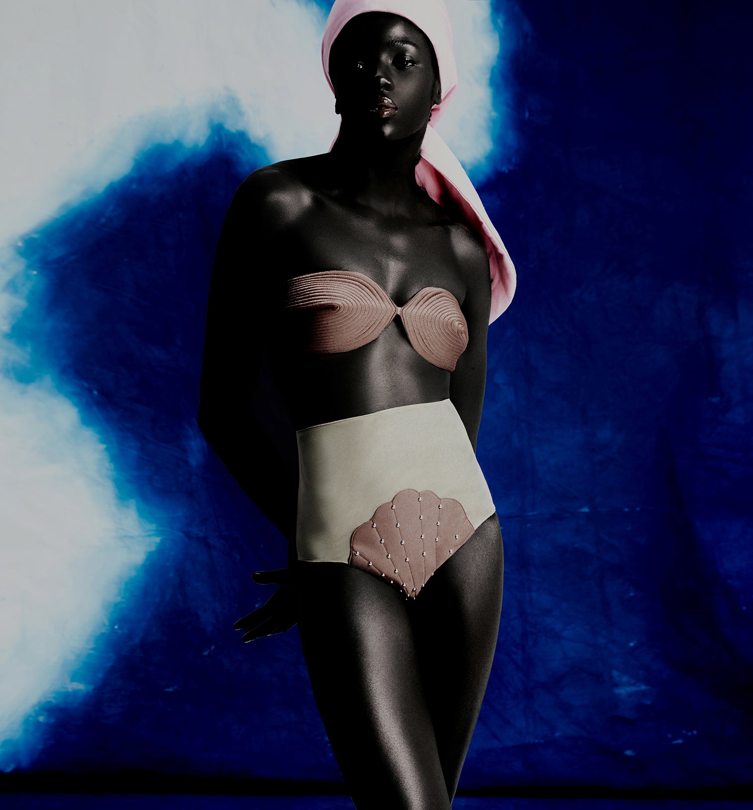 Solid Carre Vintage High-Waisted Matelasse Bikini Image Campaign