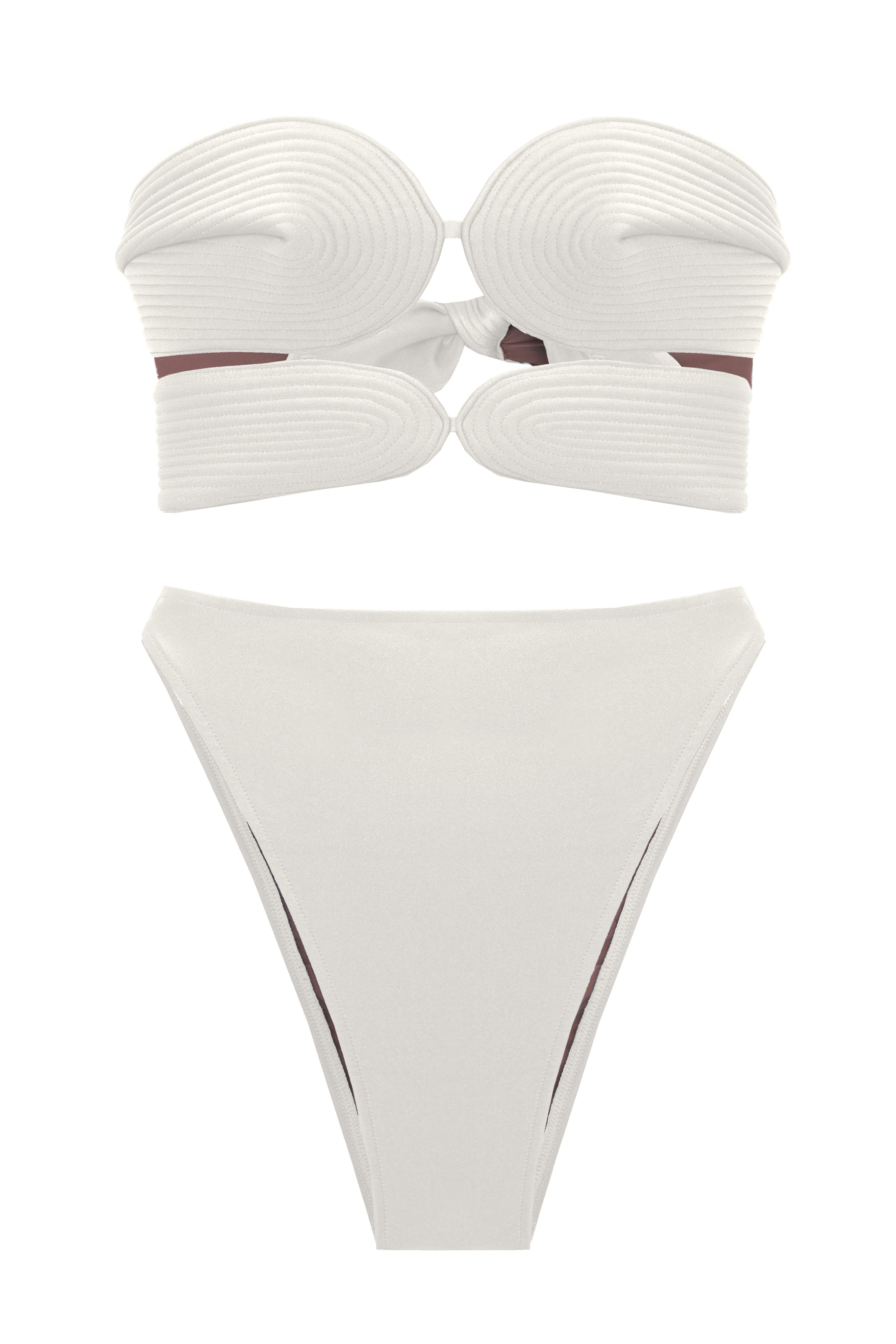 Solid High-leg Matelasse Bikini Off White Product