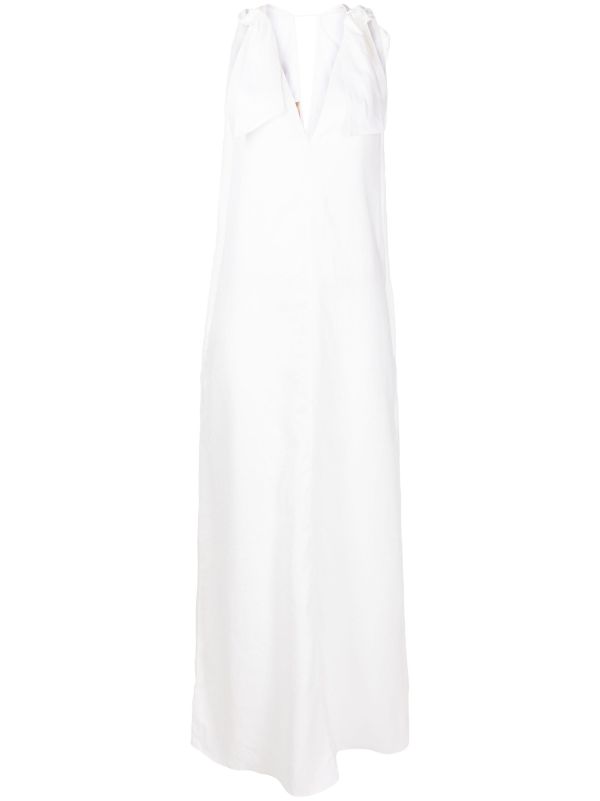 Solid Off White Straps Long Dress Product