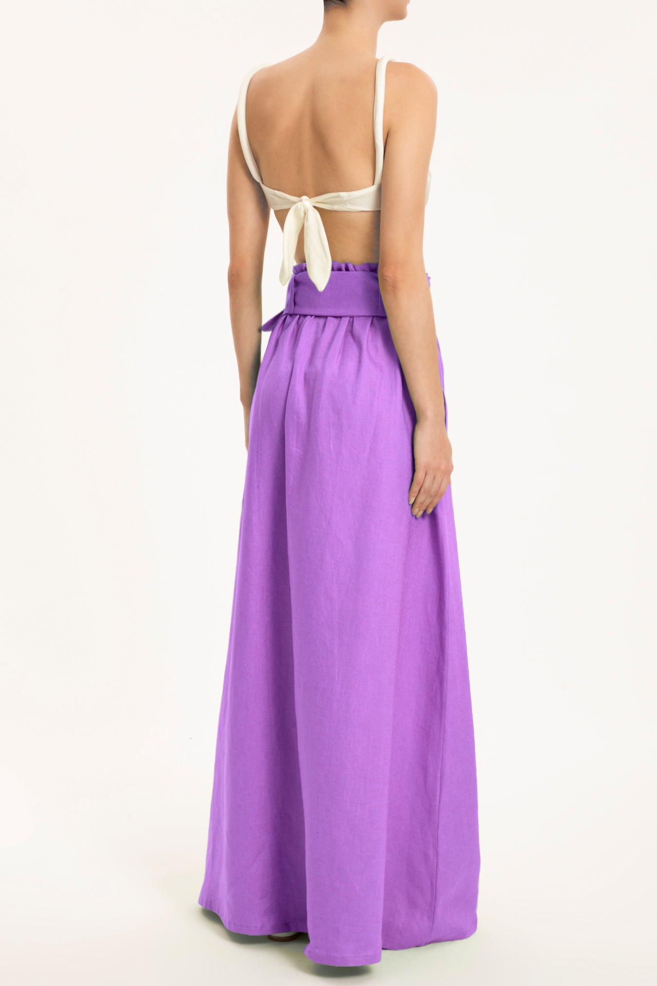 Solid Ruffled Long Skirt Back