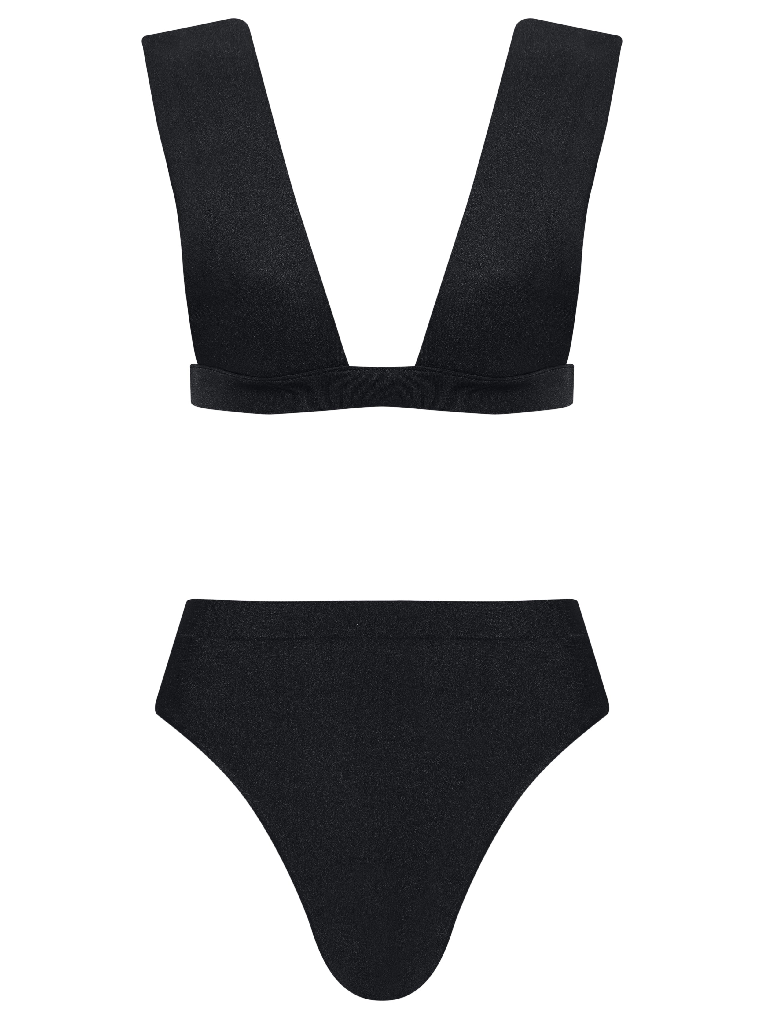 Solid Shoulder-Pad High-Leg Bikini Product