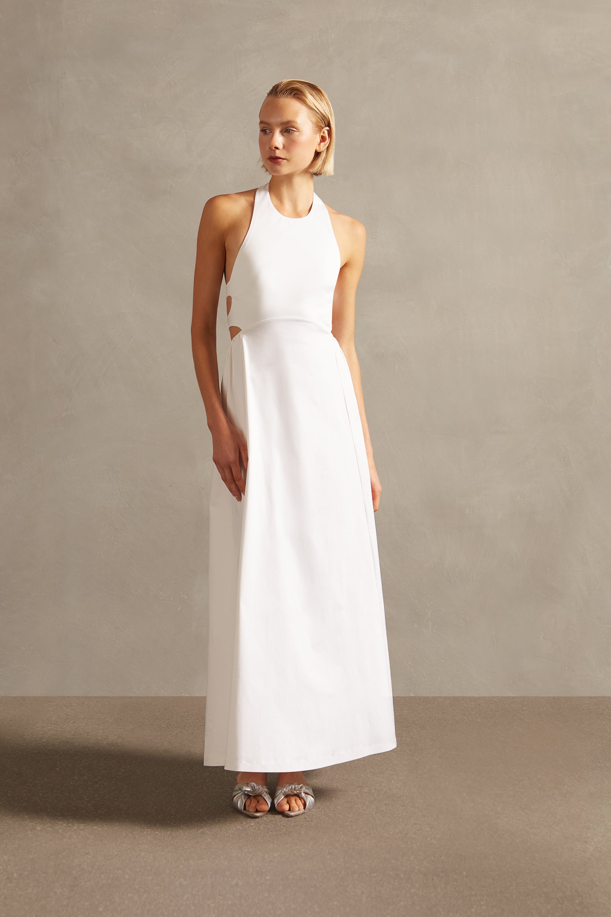 Long Sleeve Halter Column Dress main image 0