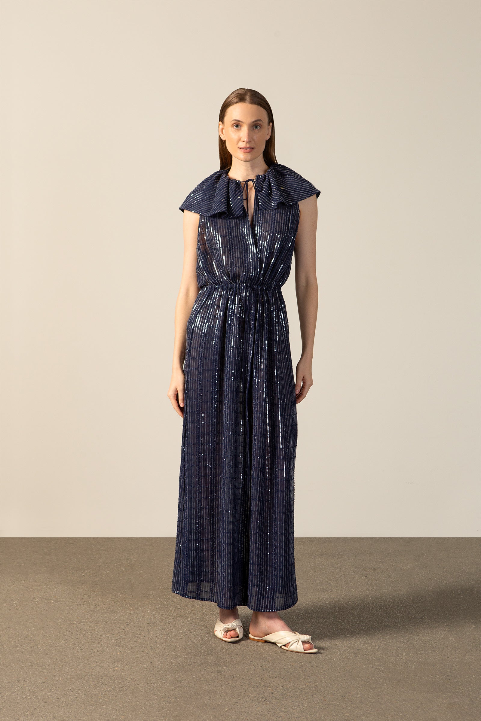 Sequin Ruffle Maxi Dress