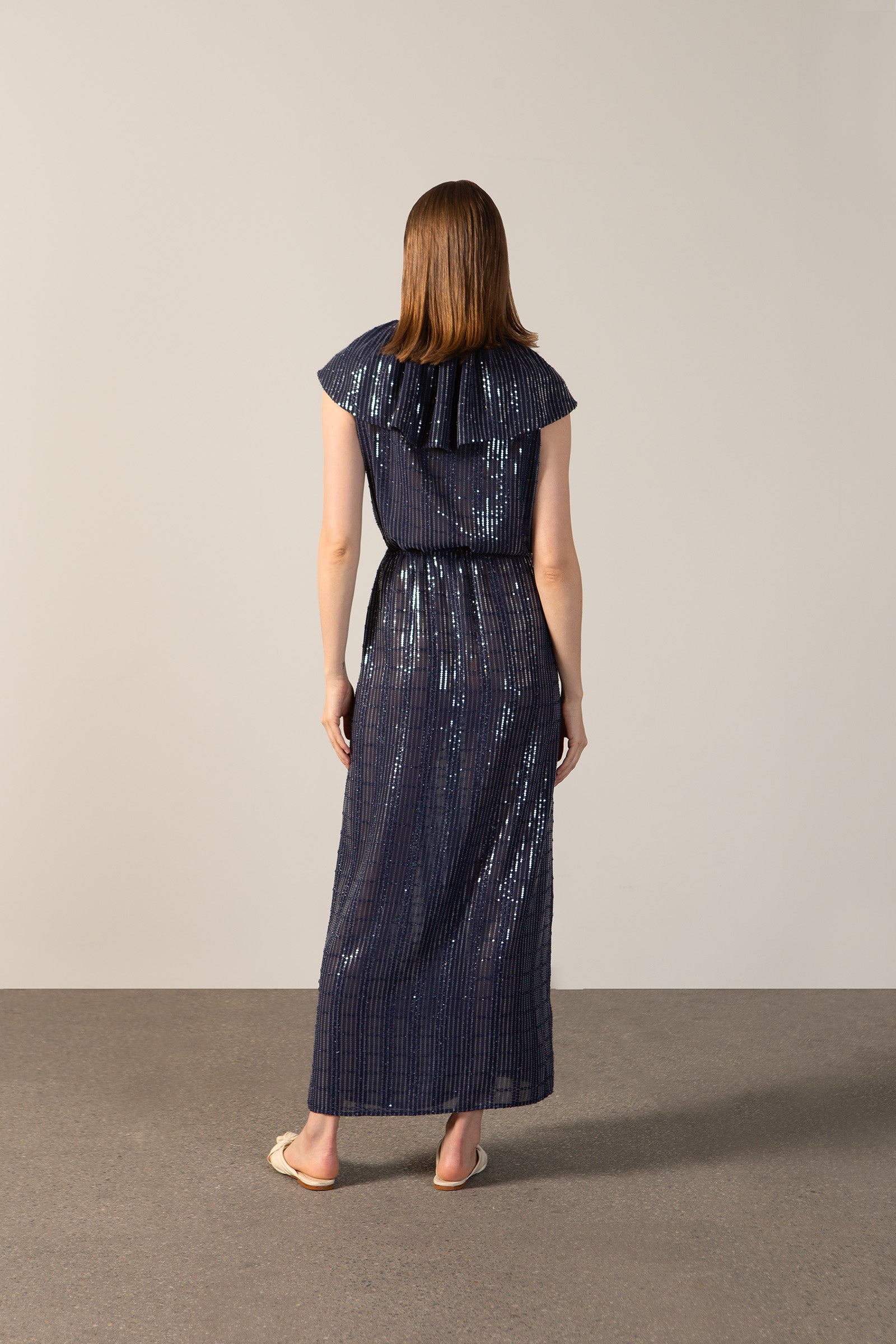 Sequin Ruffle Maxi Dress