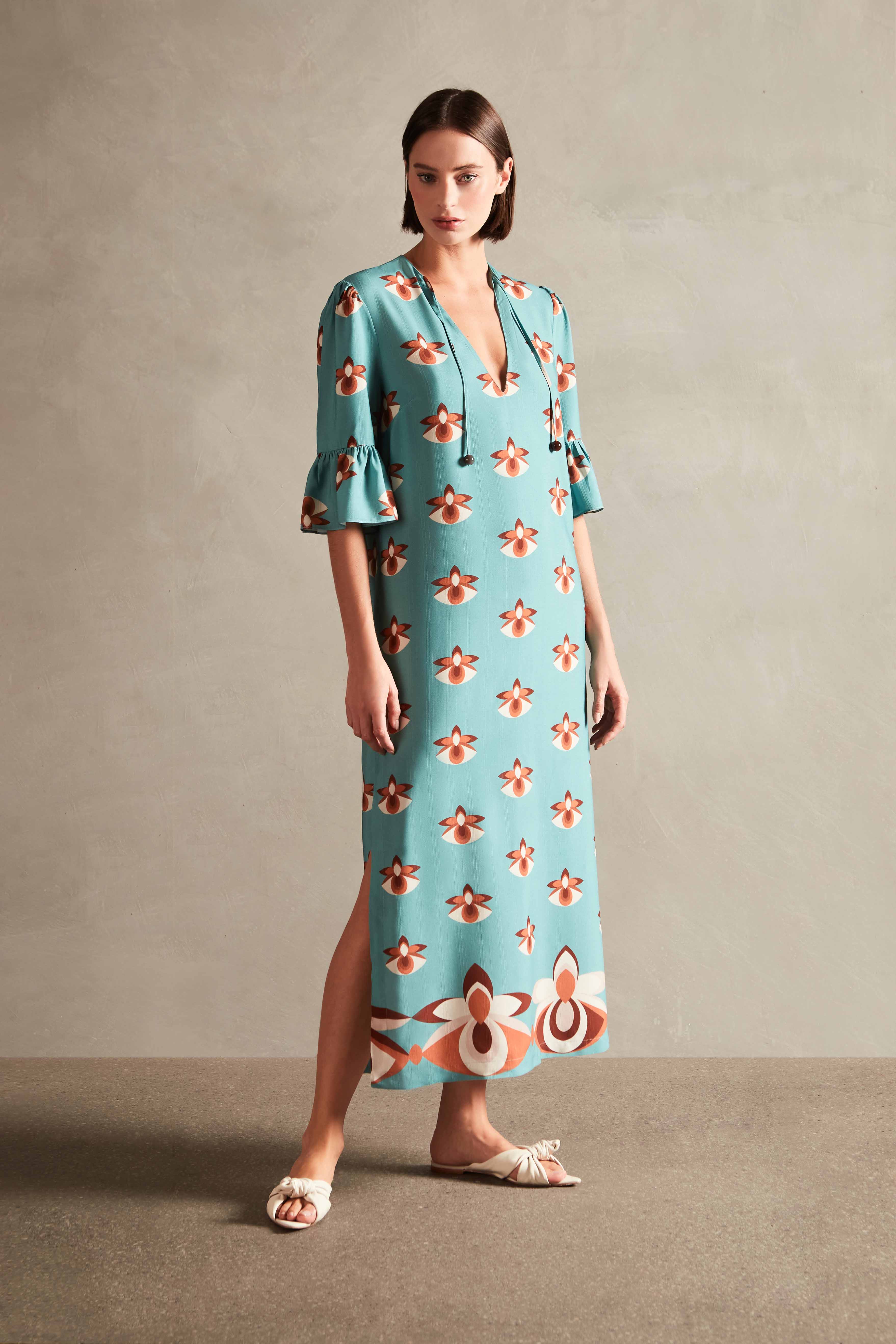 Vintage Orchid Midi Tunic Dress Front