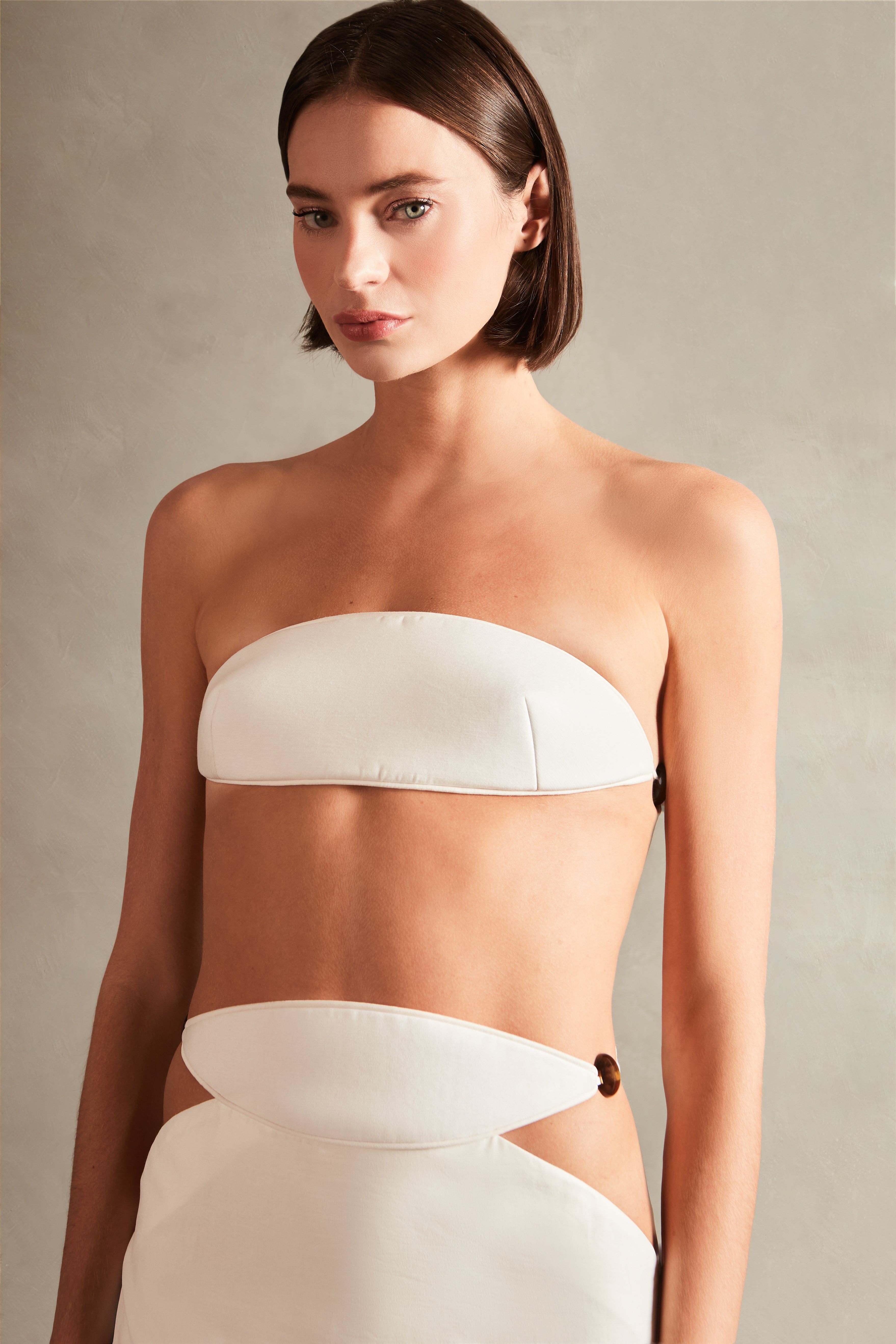 Vintage Orchid Solid Cut-Out Midi Skirt Front Close Up