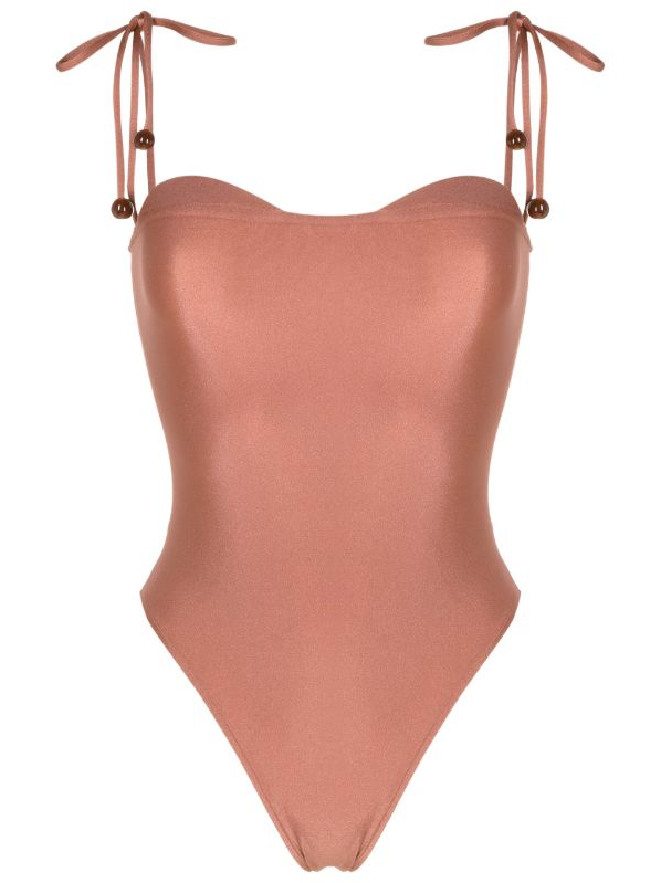 Vintage Orchid Solid Straps Swimsuit Brown Product