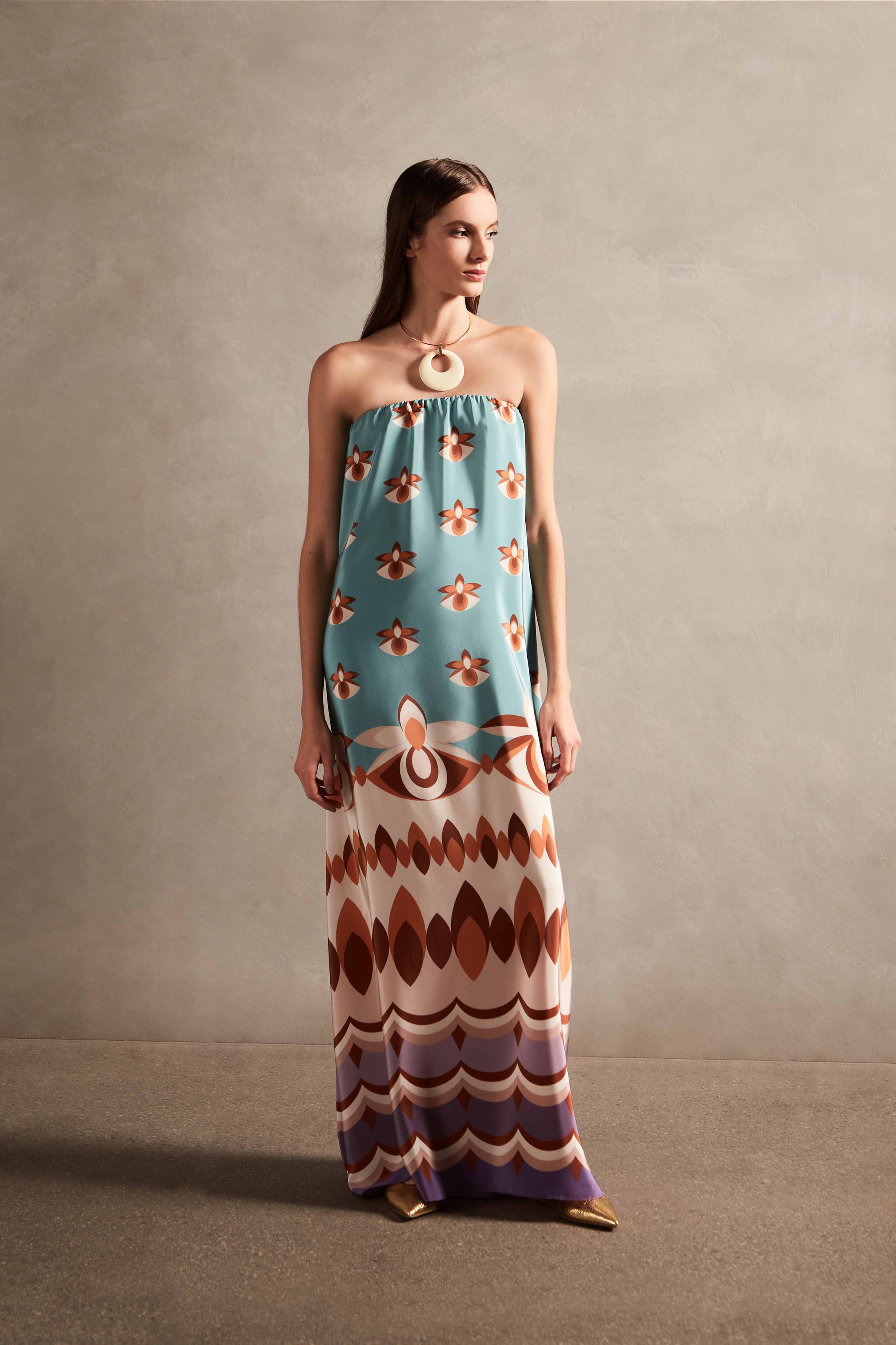 Women's Vintage Strapless Long Dress | Color: Blue | Size: Large by Adriana Degreas