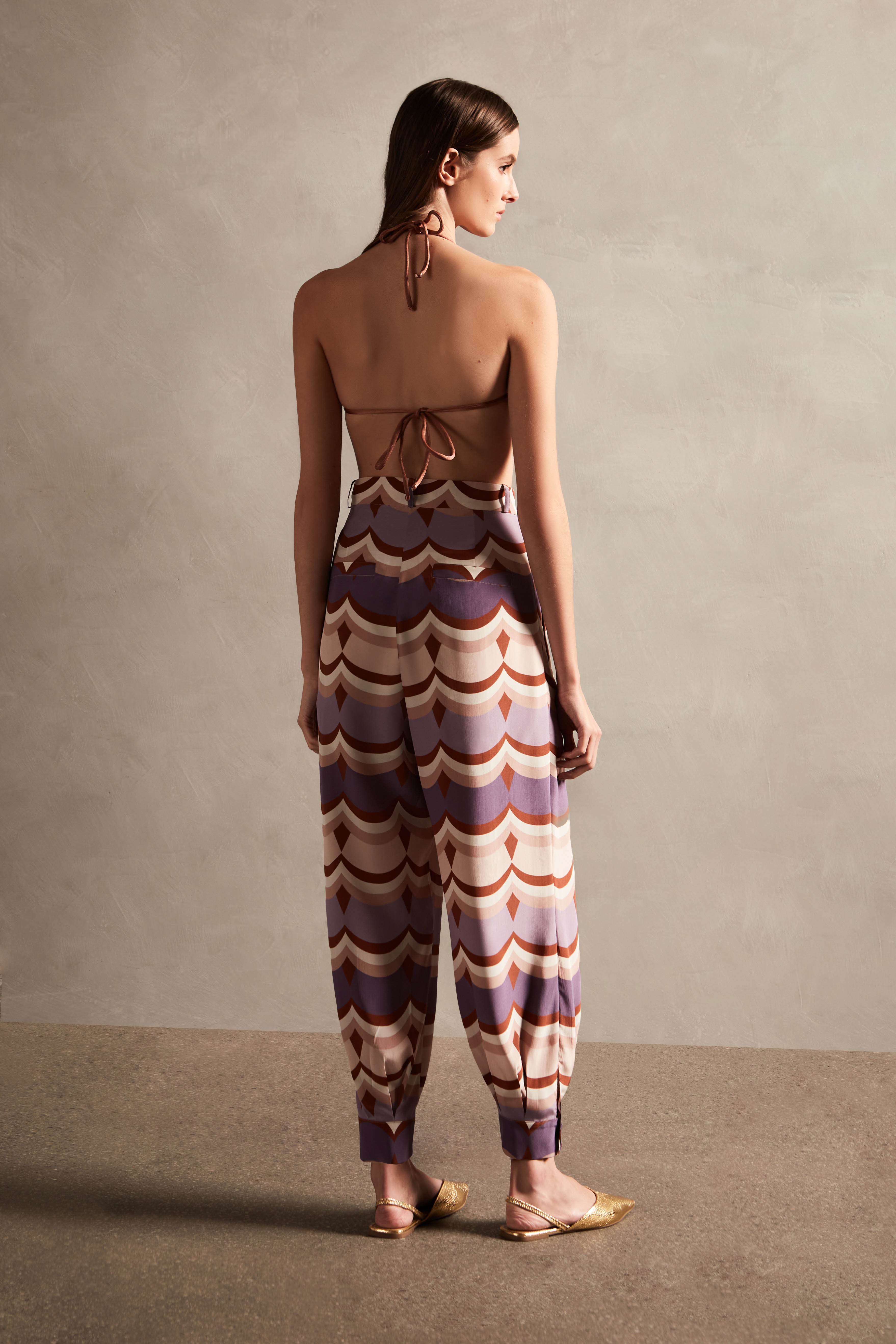 Vintage Waves Carrot Pants Back
