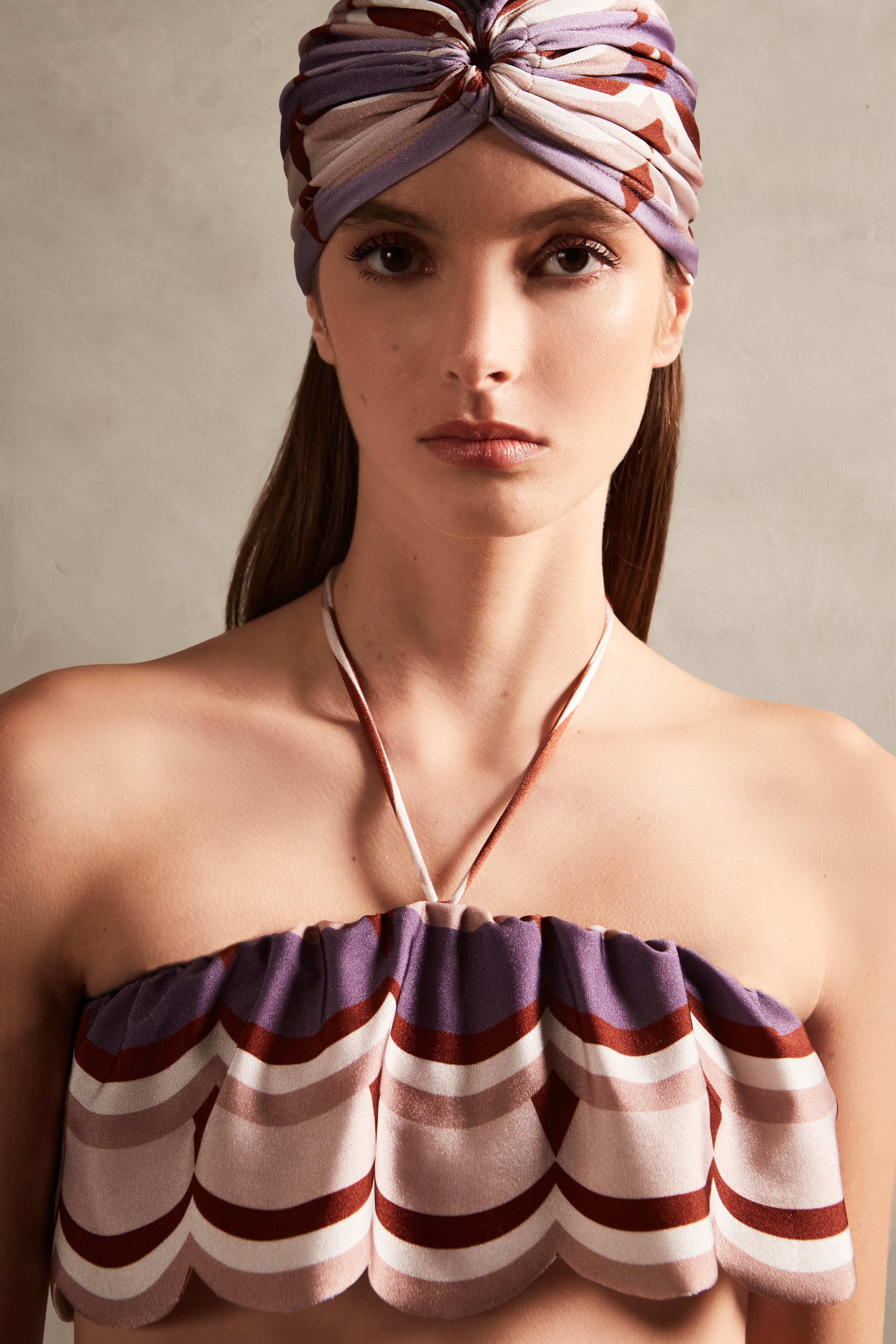 Vintage Waves Halterneck Bikini Top Detail