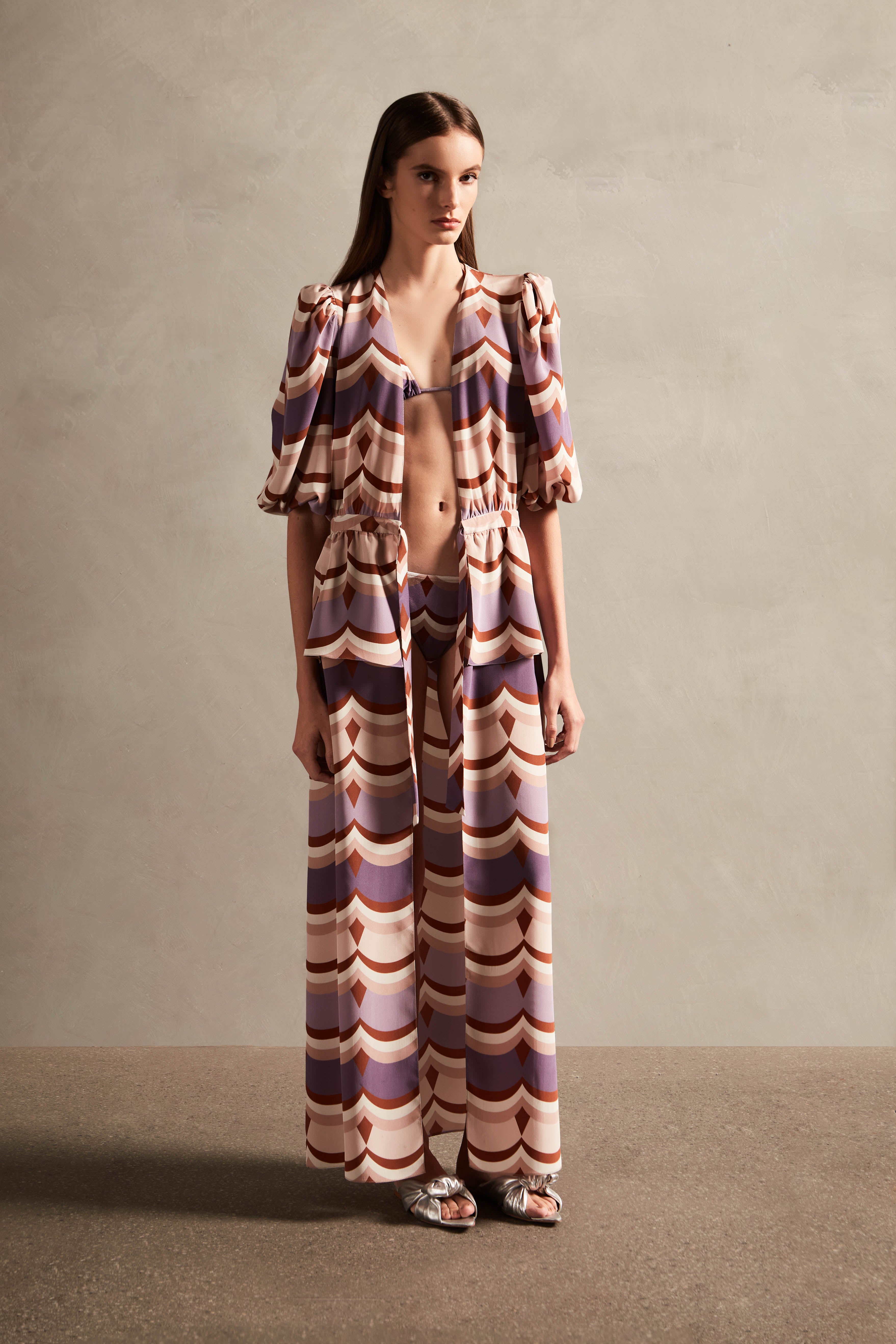 Vintage Waves Triangle Bikini Cover UP