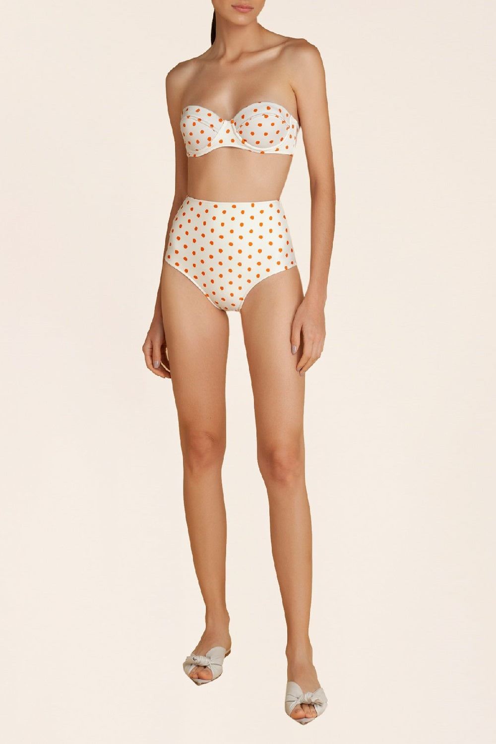Tangerine Pois High-Waisted Bikini