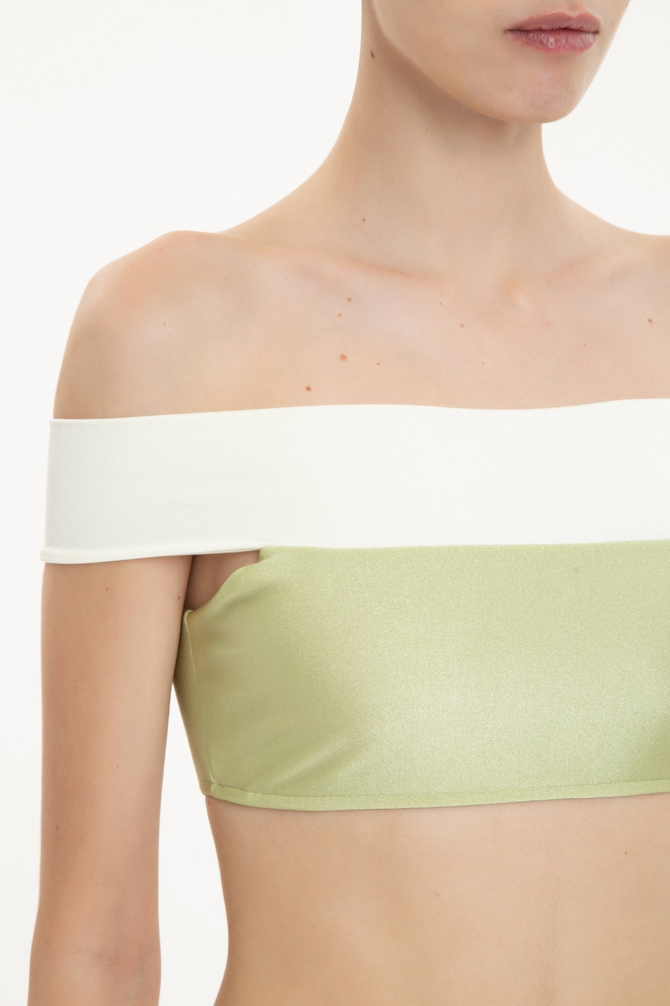 Bicolor Off-The-Shoulder Bikini Top Detail