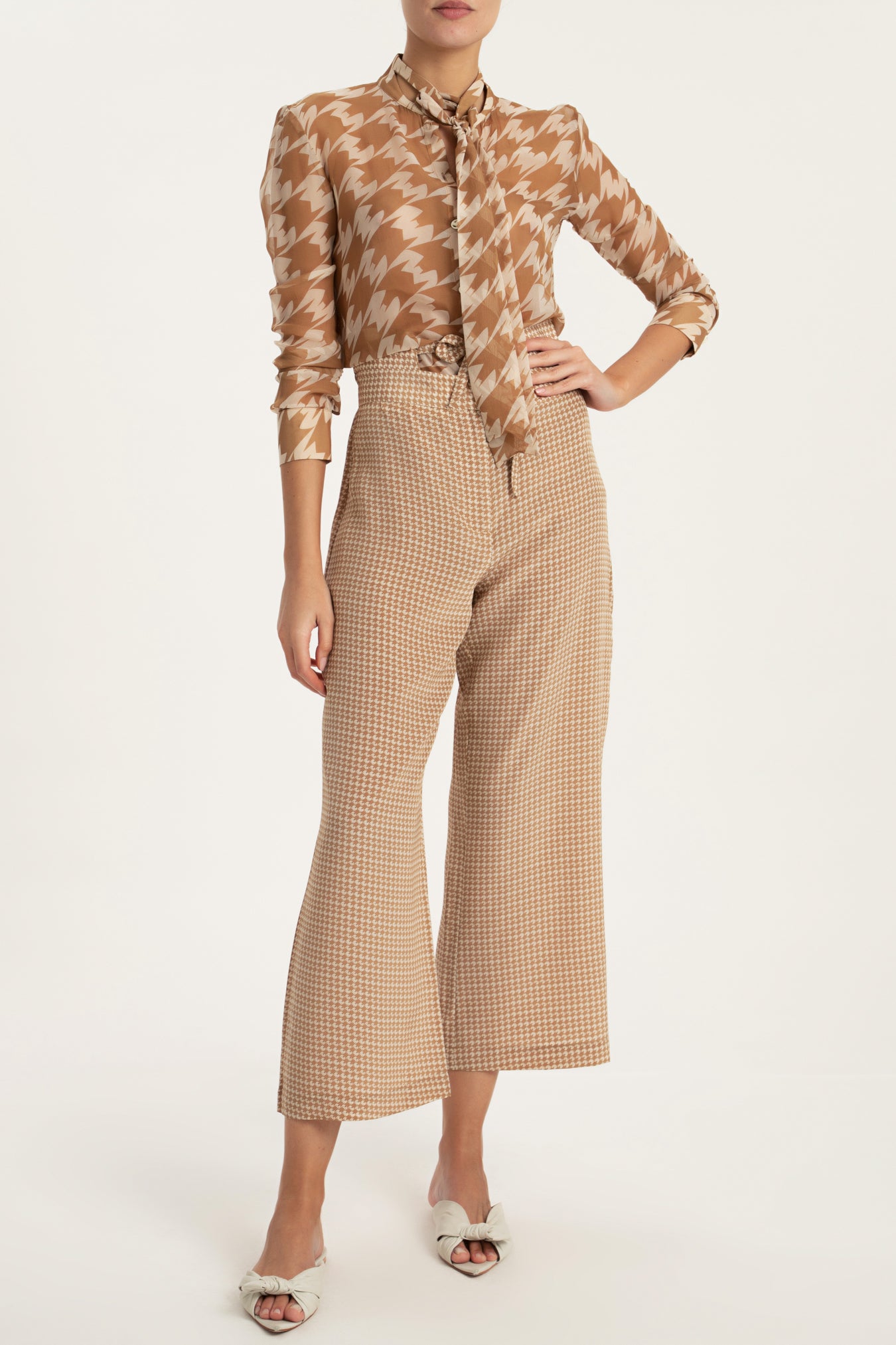 Pied De Poule Shirt With Tie