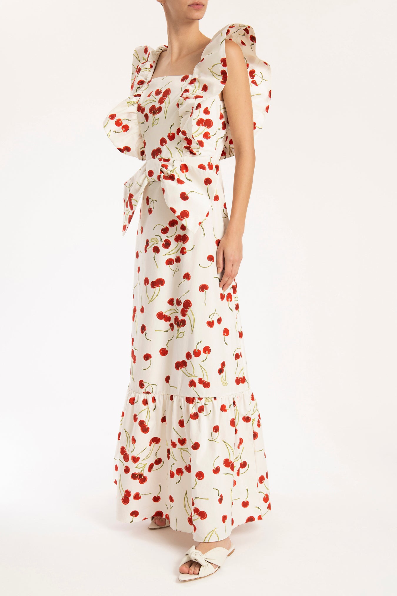 Cherry Bomb Off White Ruffled Long Dress Front 2