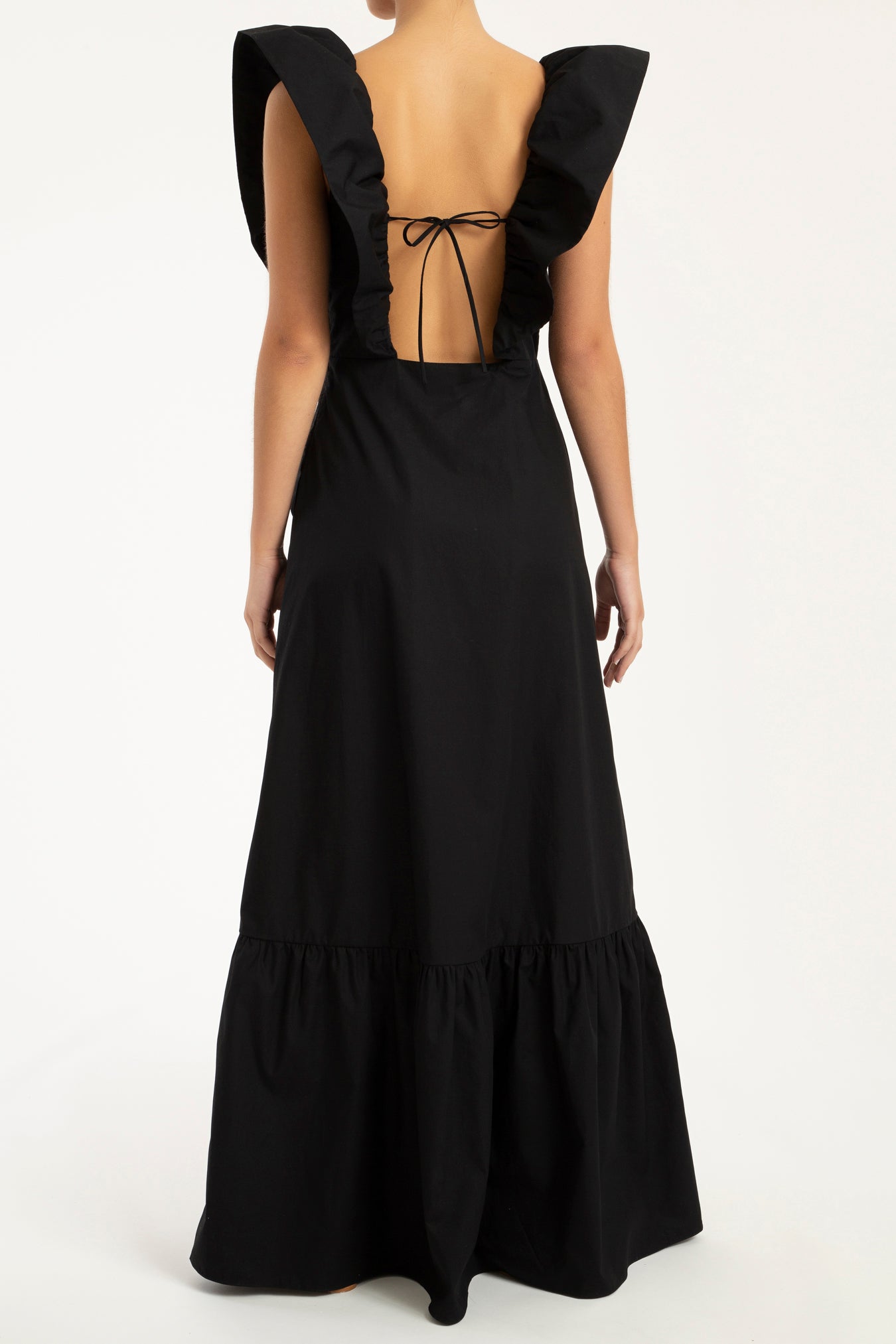 Cherry Bomb Solid Ruffled Long Dress Back