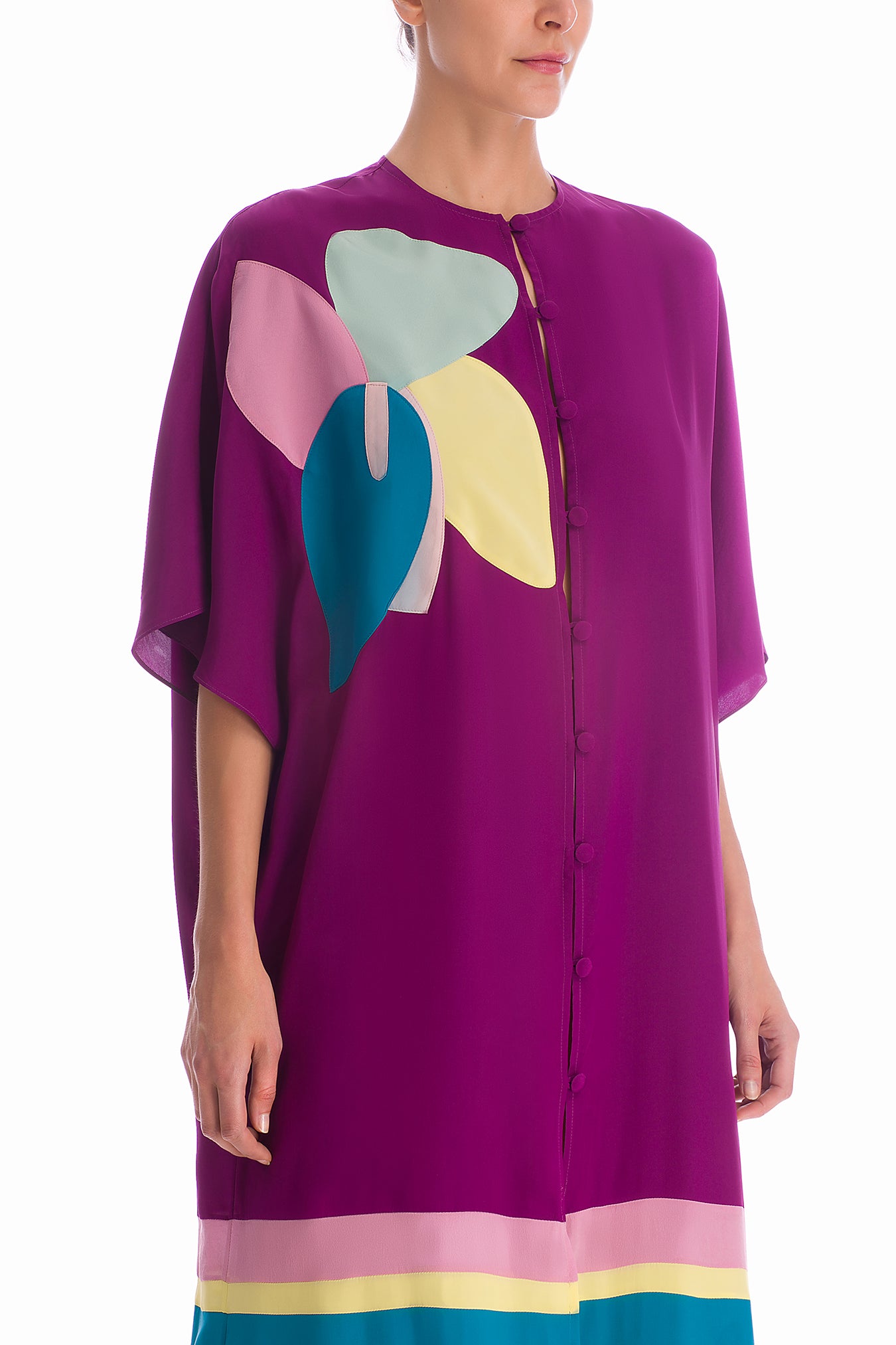 Colorful Flowers Long Kaftan Detail