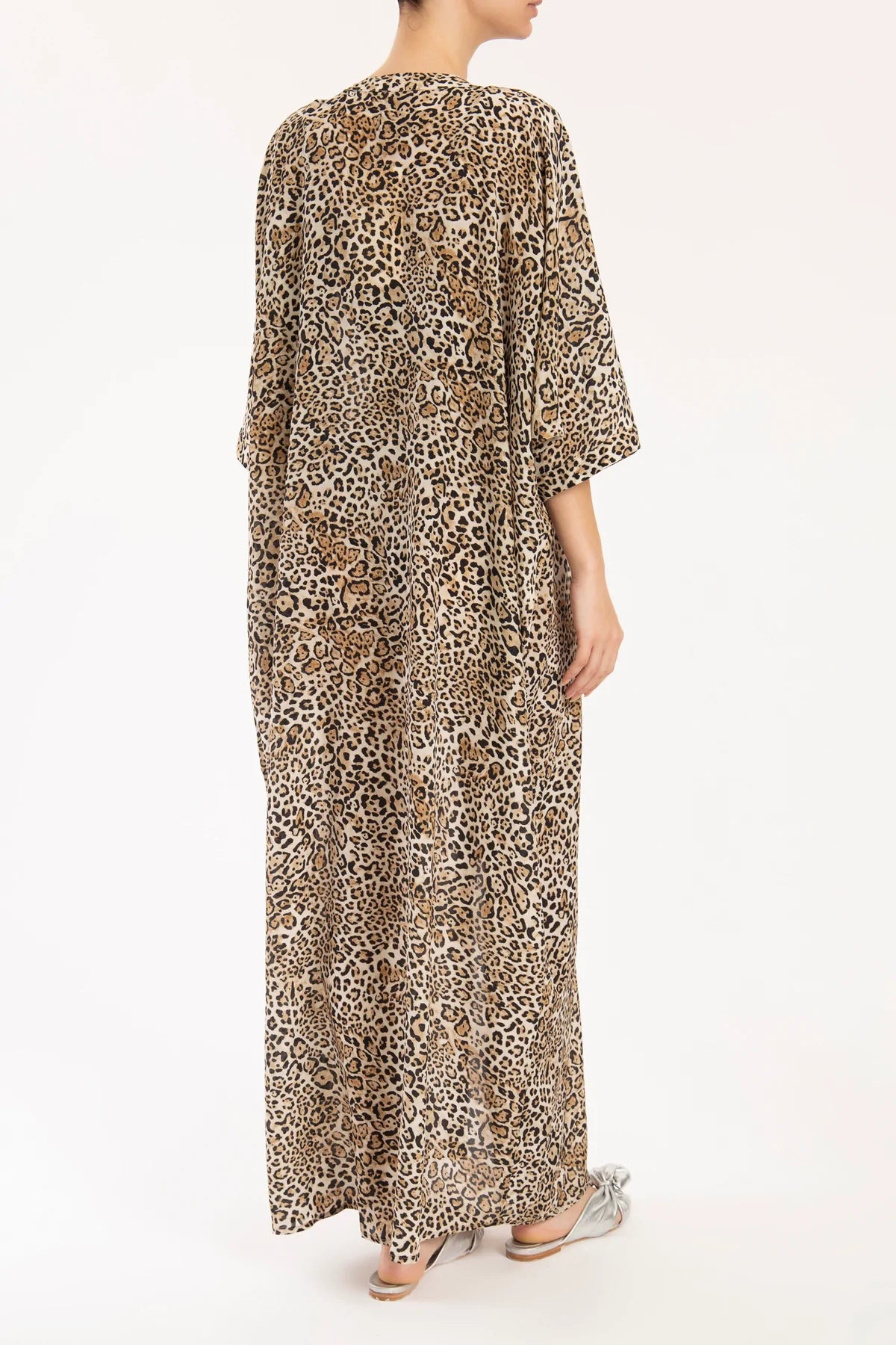 Leopard Long Robe With Knot