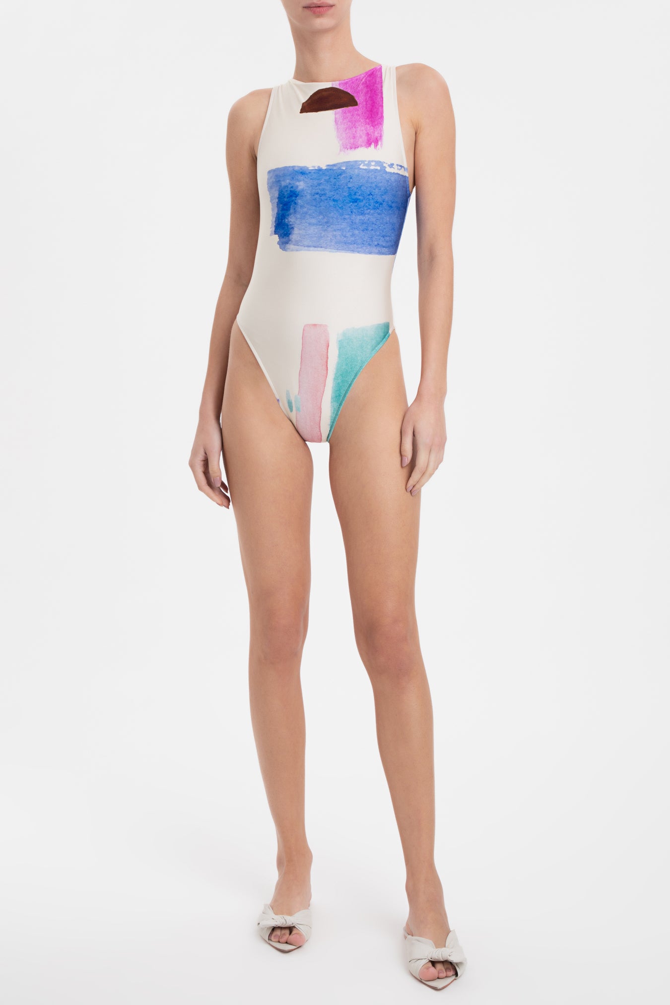 Illusion High-Leg Swimsuit Front