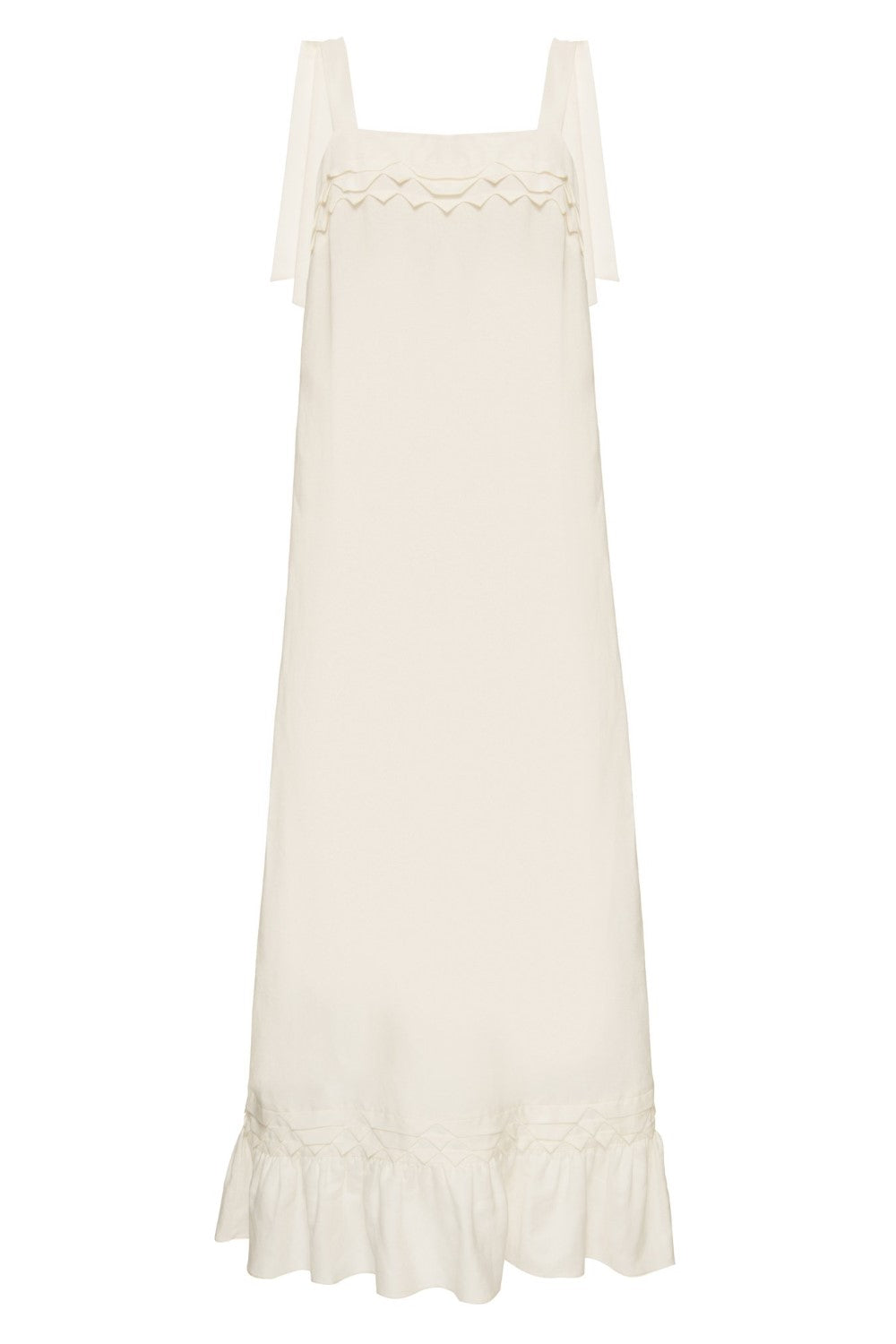 Think about effortless chic pieces to wear day and night like this long dress with handmade details