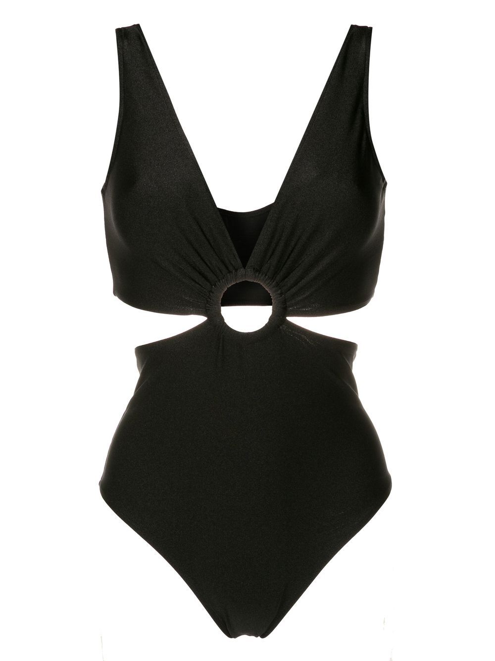 Solid Cut-Out Swimsuit With Hoop