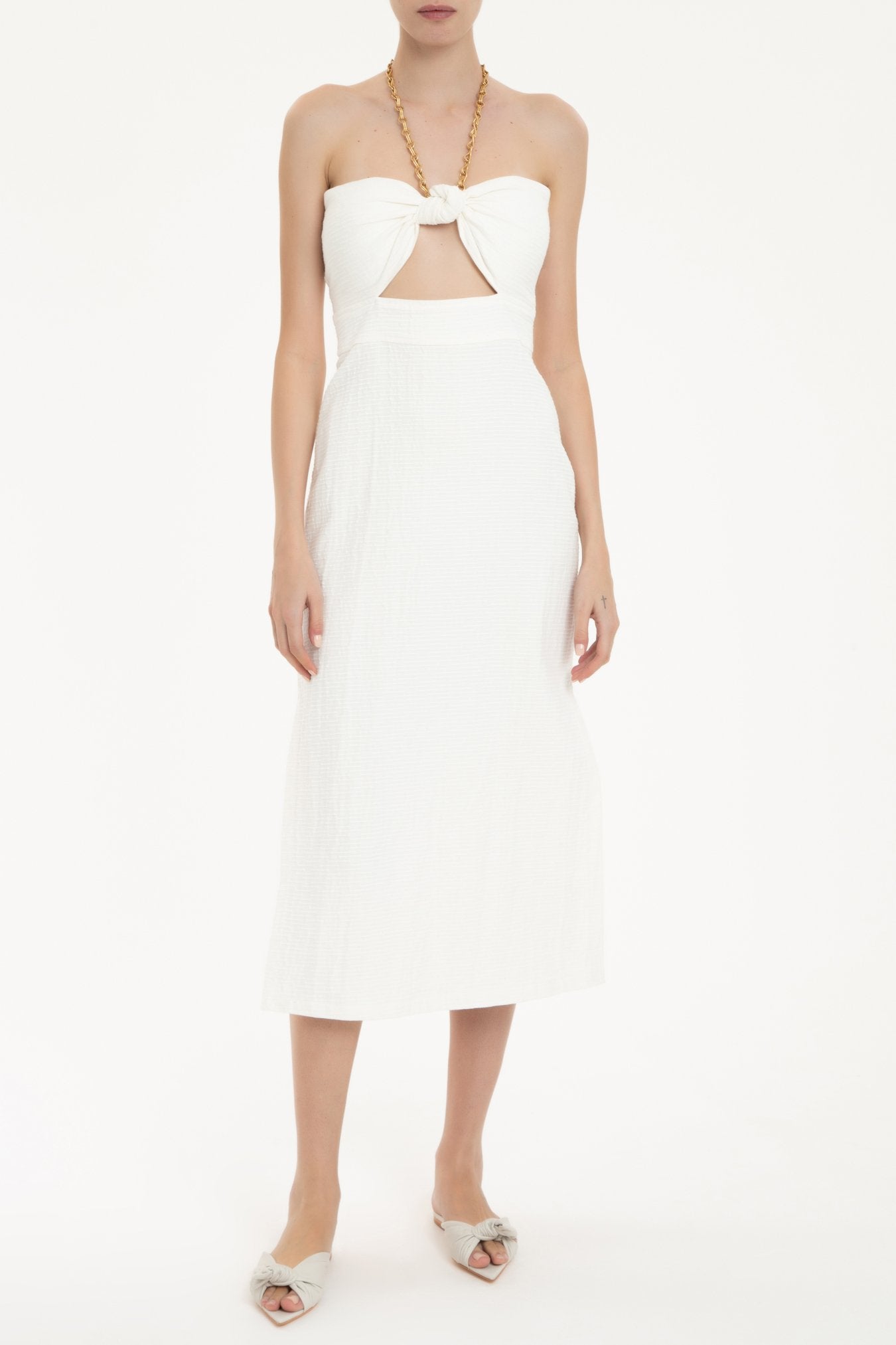 white christmas dresses Women's Montaigne Cut-Out Midi Dress | Color: Off White