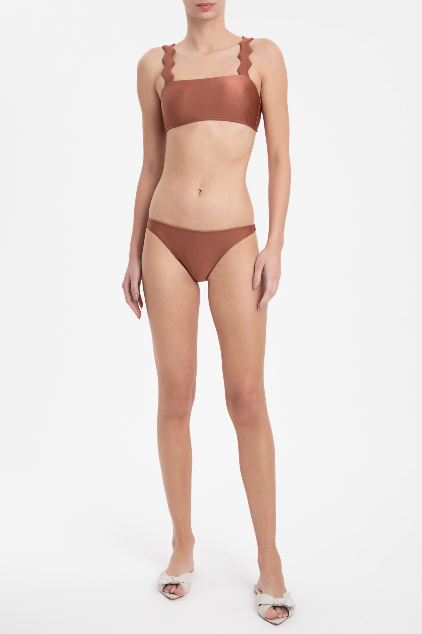 Moves Brown Cropped Bikini With Straps Front