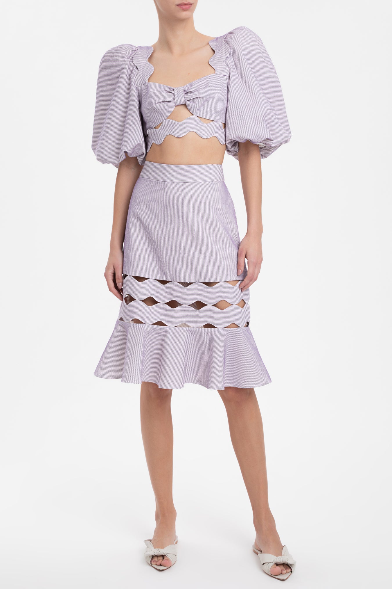 Moves Lilac Ruffled Short Skirt Front