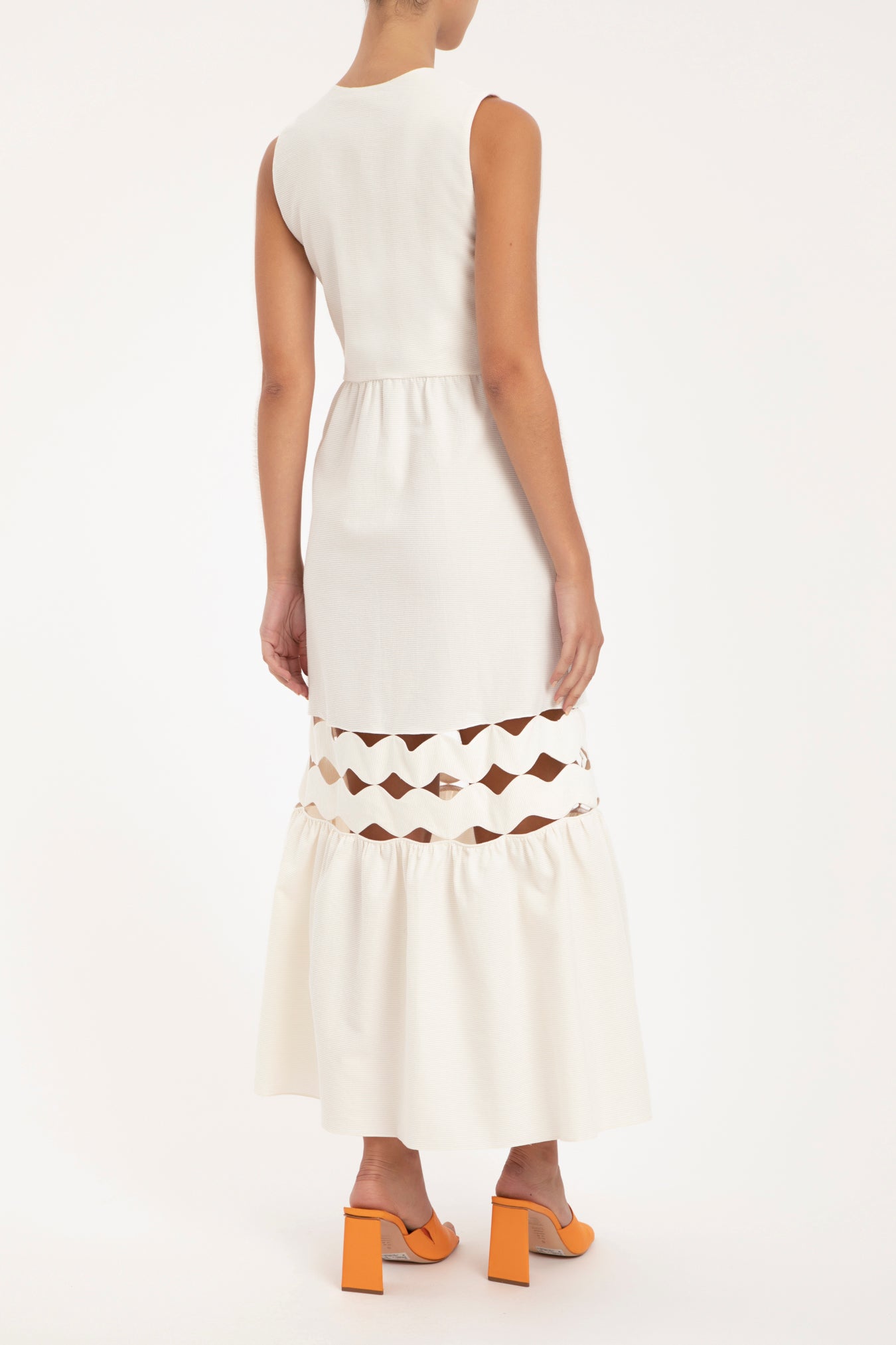 Moves Off White Midi Dress With Straps Back