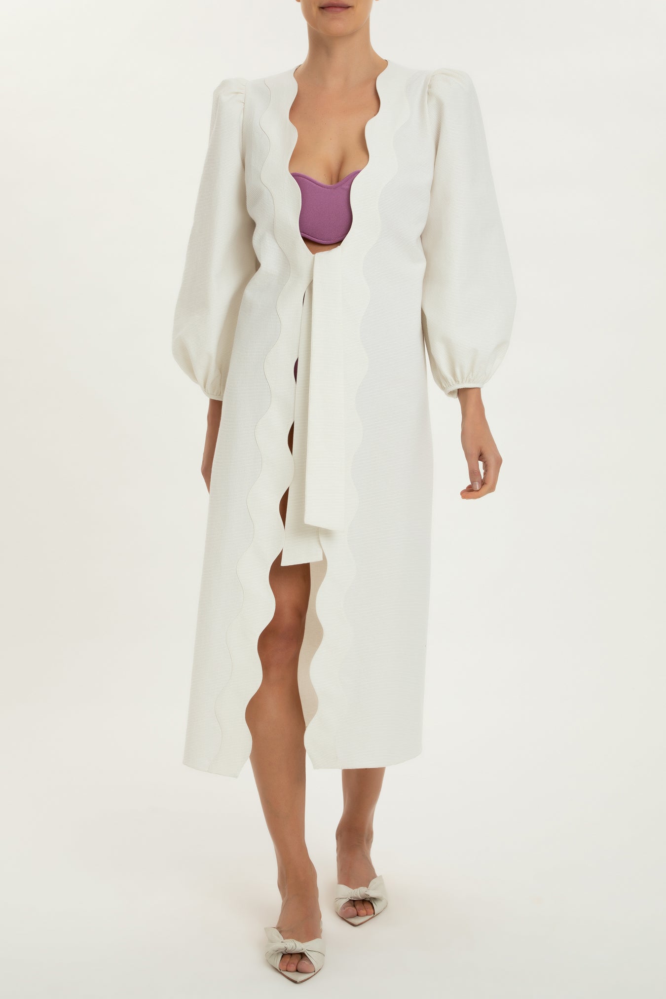 Moves Puff-Sleeved Midi Robe Front 2